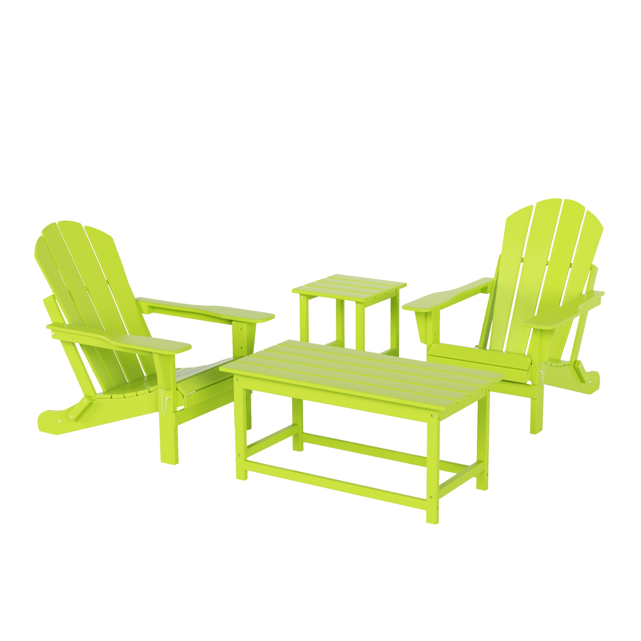 Paradise Westintrends 4-Piece set Outdoor / Patio Poly Adirondack chairs with a Coffee and a side table ( 2 seater )