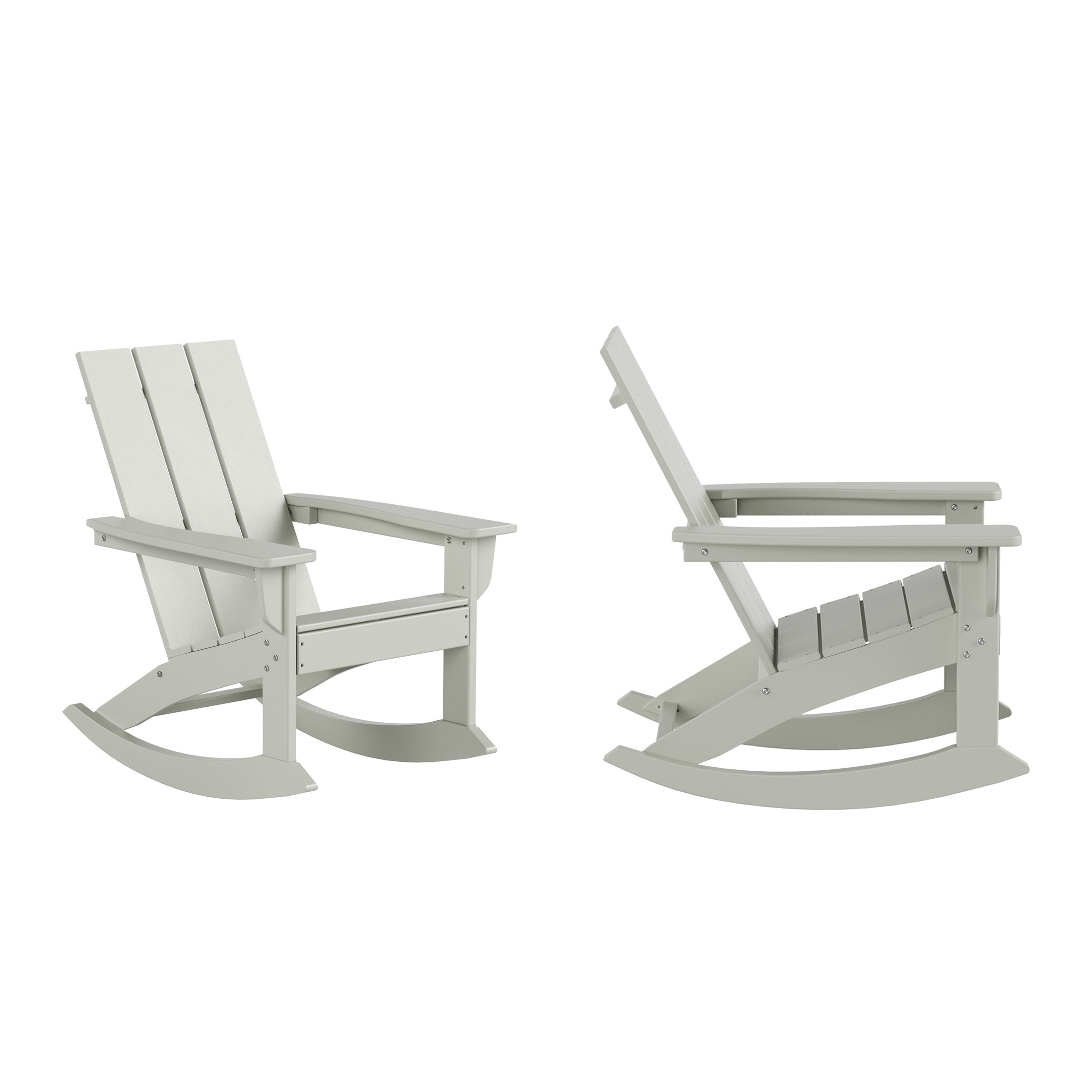 Palms Ashore Outdoor Patio Modern Adirondack Rocking Chair (Set of 2)