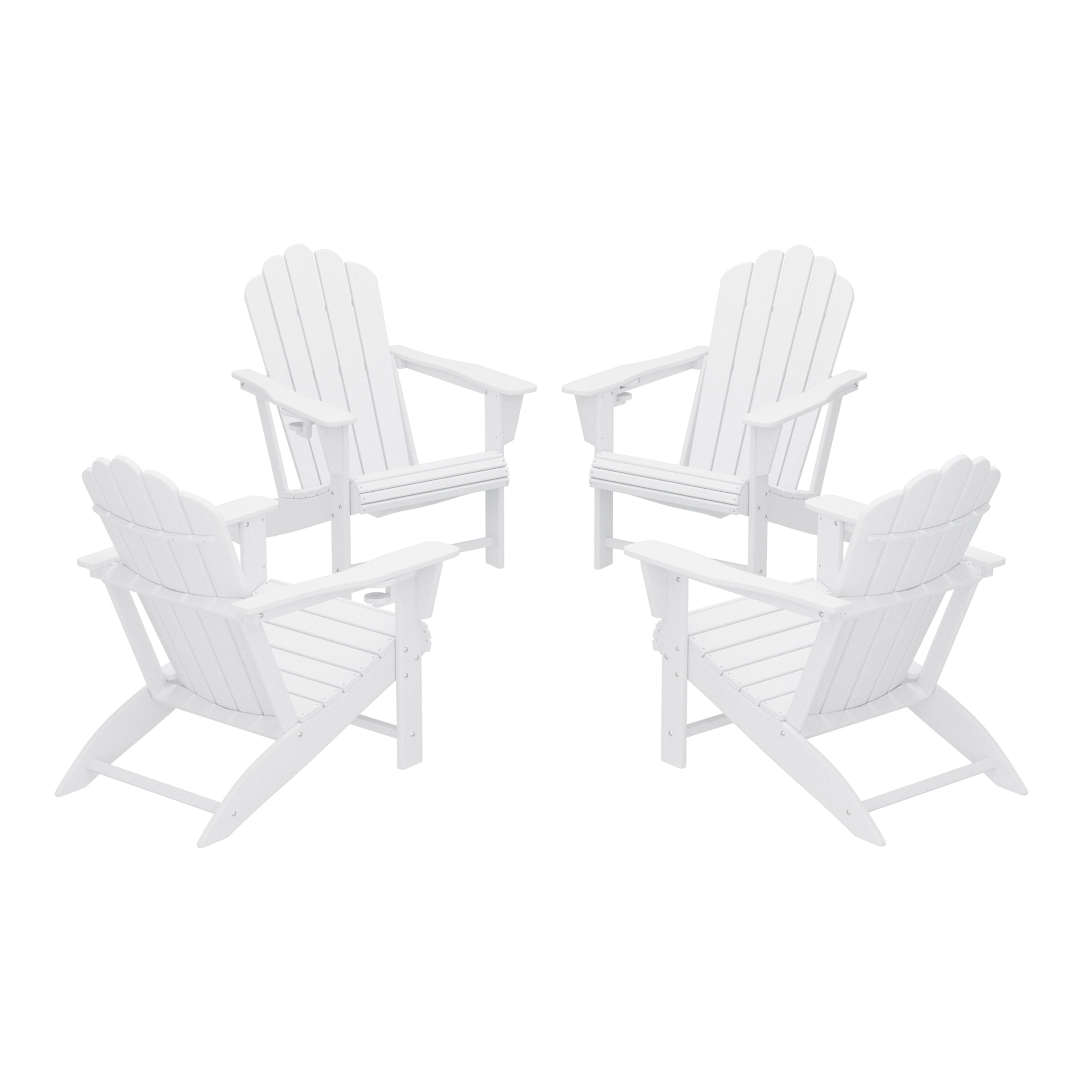 Lakeview Outdoor Patio HDPE Adirondack Chairs With Cup Holders (Set of 4)