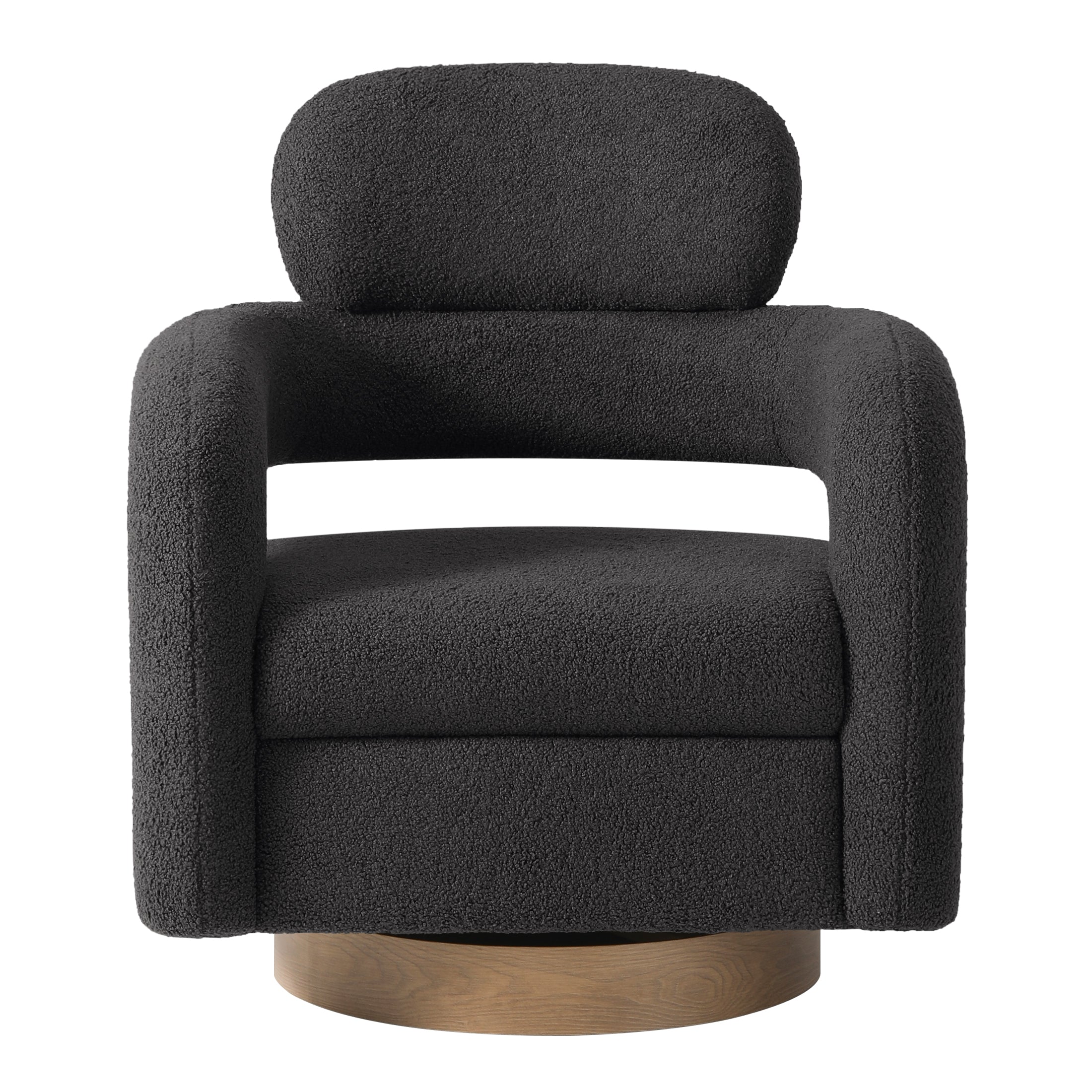 Celine Mid-Century Modern Round Sherpa Swivel Barrel Accent Chair