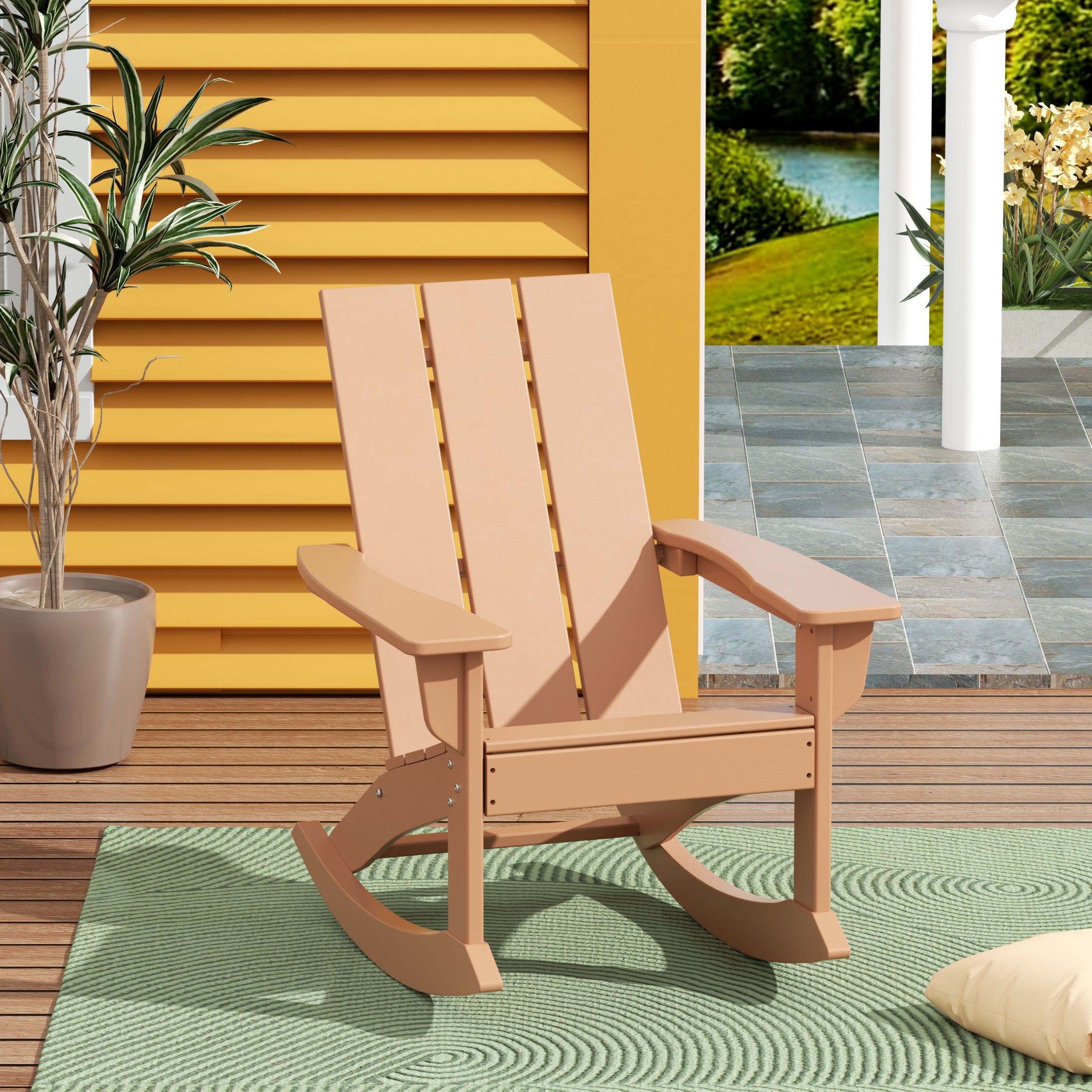 Palms Ashore Outdoor Patio Modern Adirondack Rocking Chair