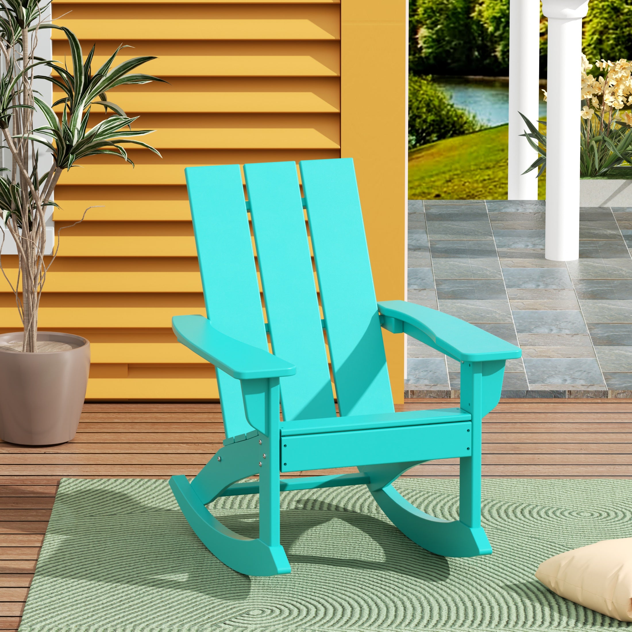 Palms Ashore Outdoor Patio Modern Adirondack Rocking Chair