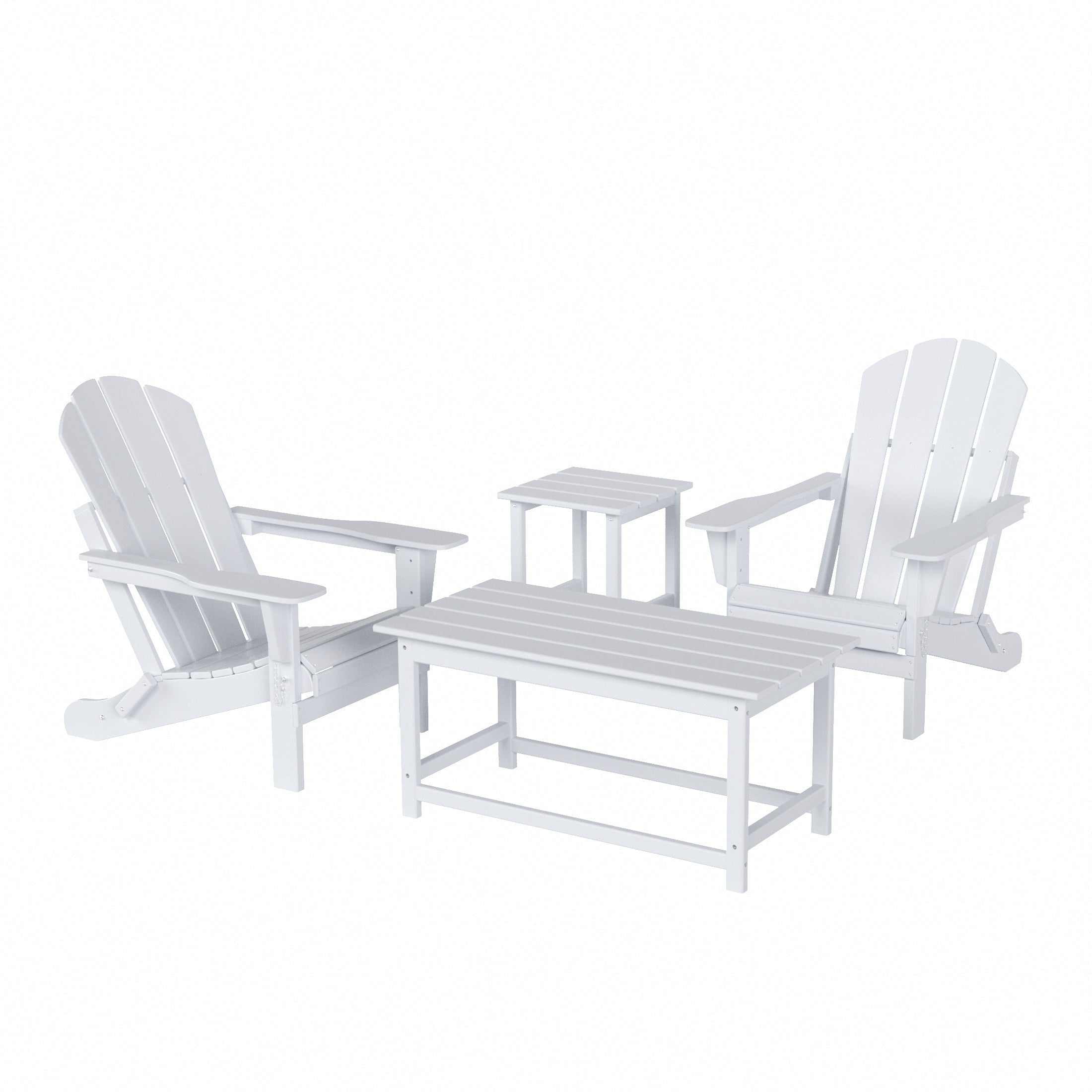 Paradise Westintrends 4-Piece set Outdoor / Patio Poly Adirondack chairs with a Coffee and a side table ( 2 seater )