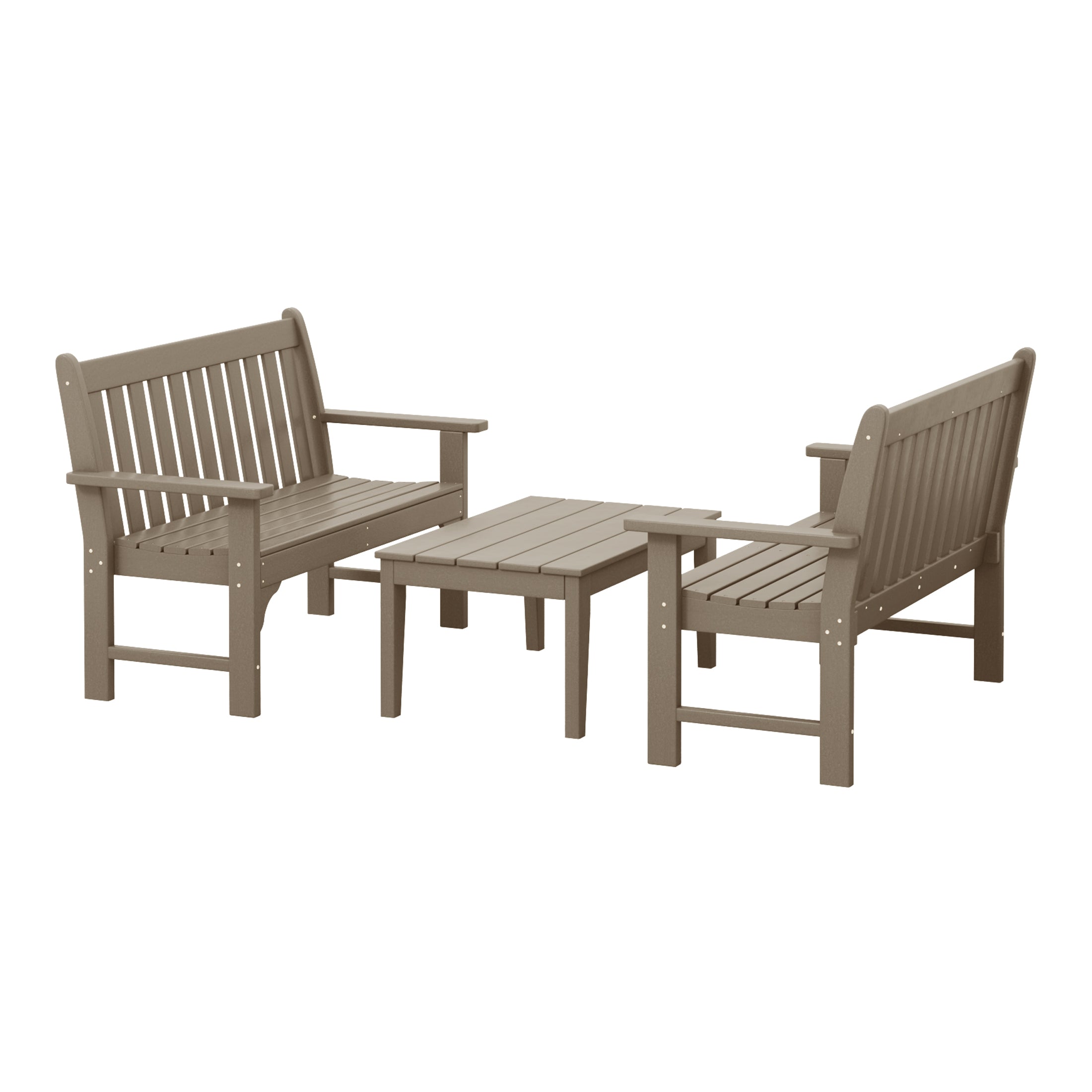 Paradise 3-Piece HDPE Outdoor Patio Furniture Bench and Coffee Table Set