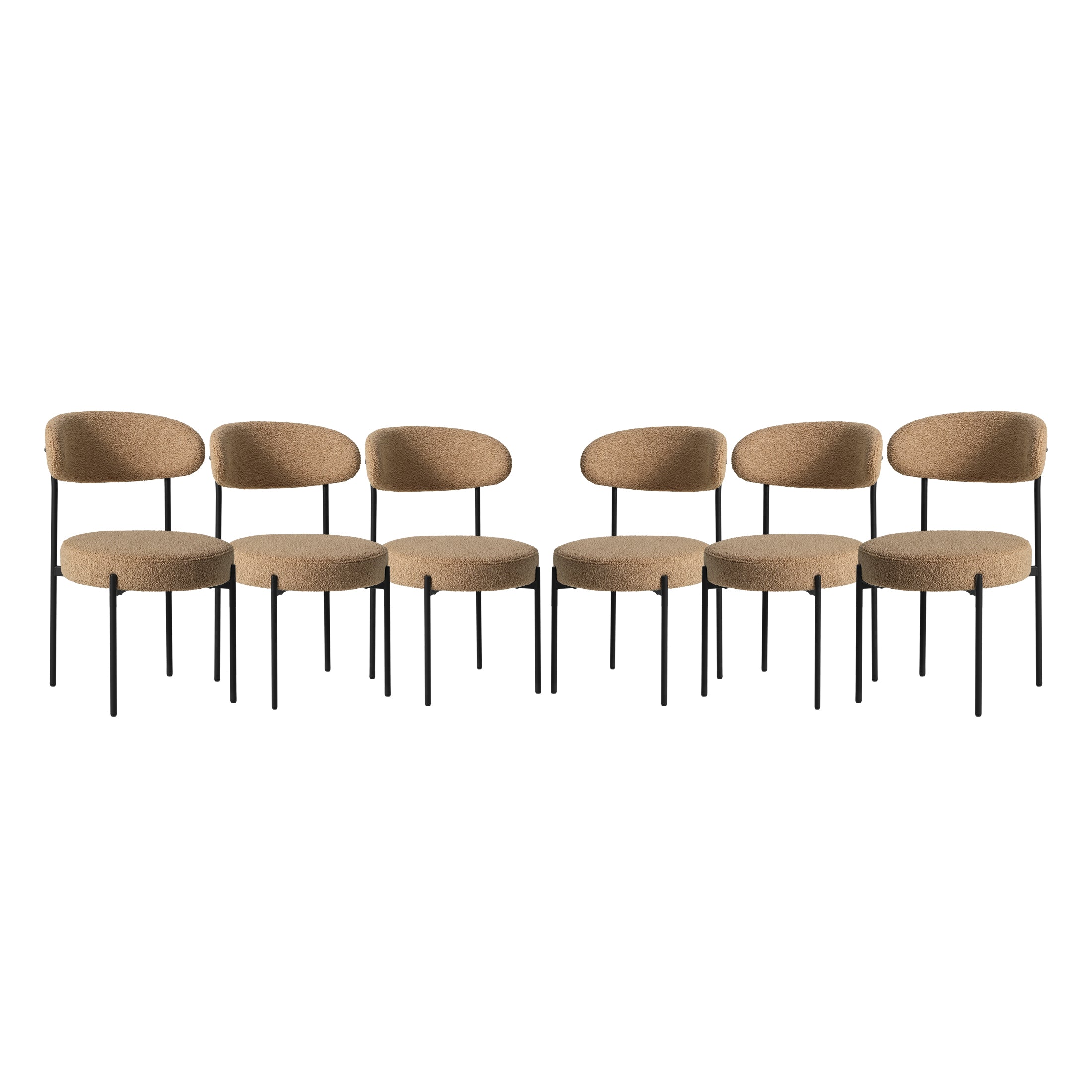 Celine Mid Century Modern Upholstered Sherpa Dining Chairs (Set of 6)