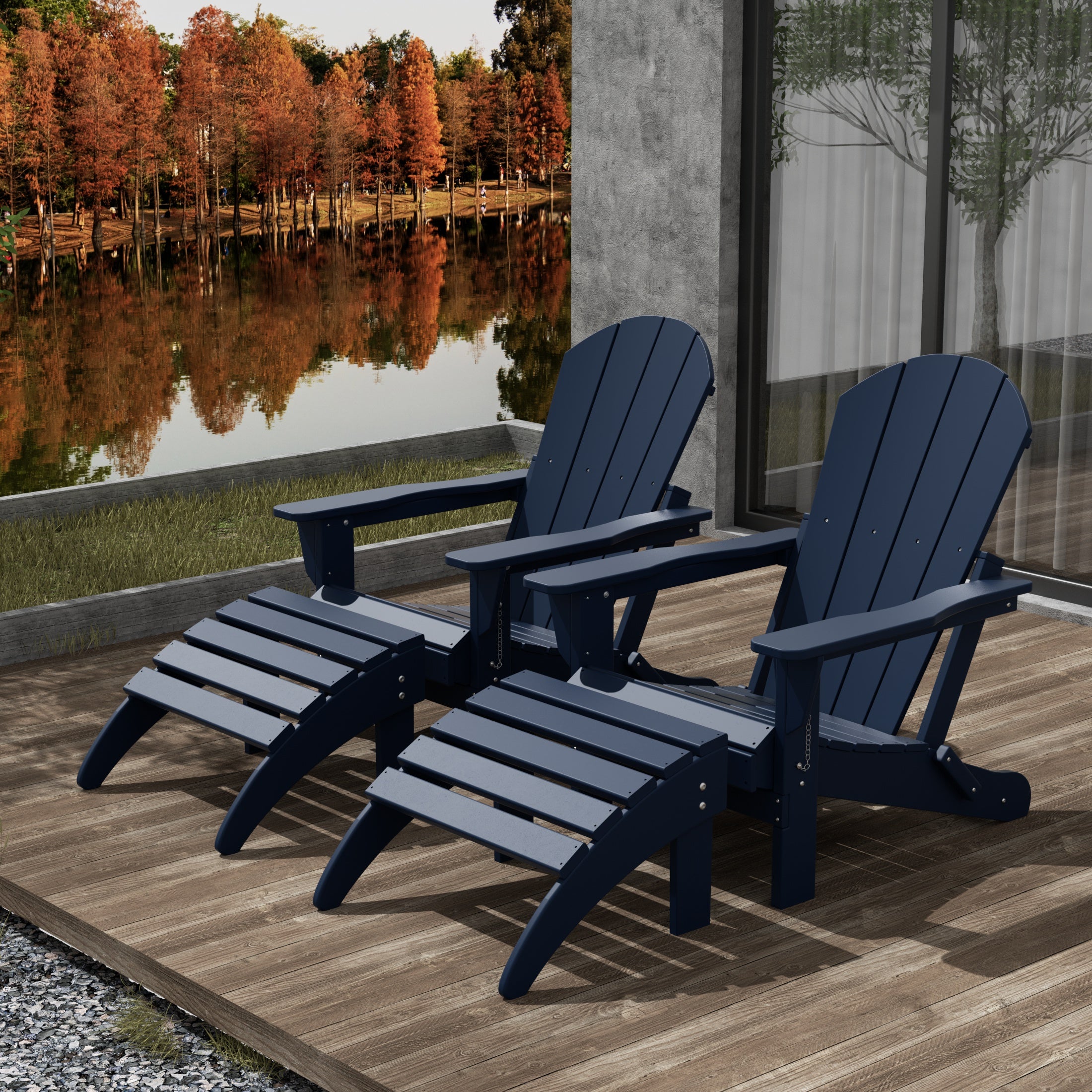 Paradise Westintrends 4-Piece set classic Adirondack chairs with ottoman (2 seater)