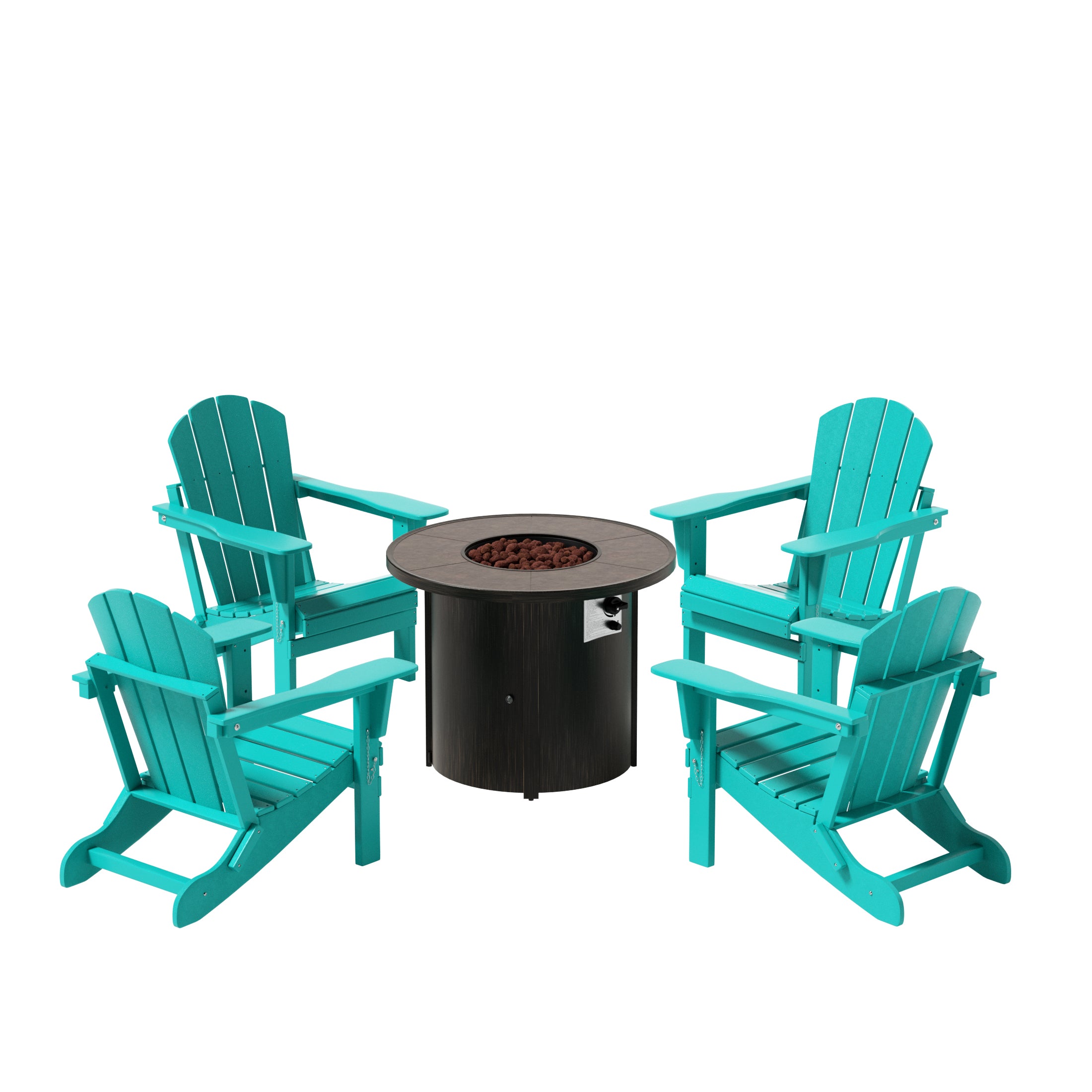 Paradise Malibu Outdoor Adirondack Folding Chair With Round Fire Pit Table