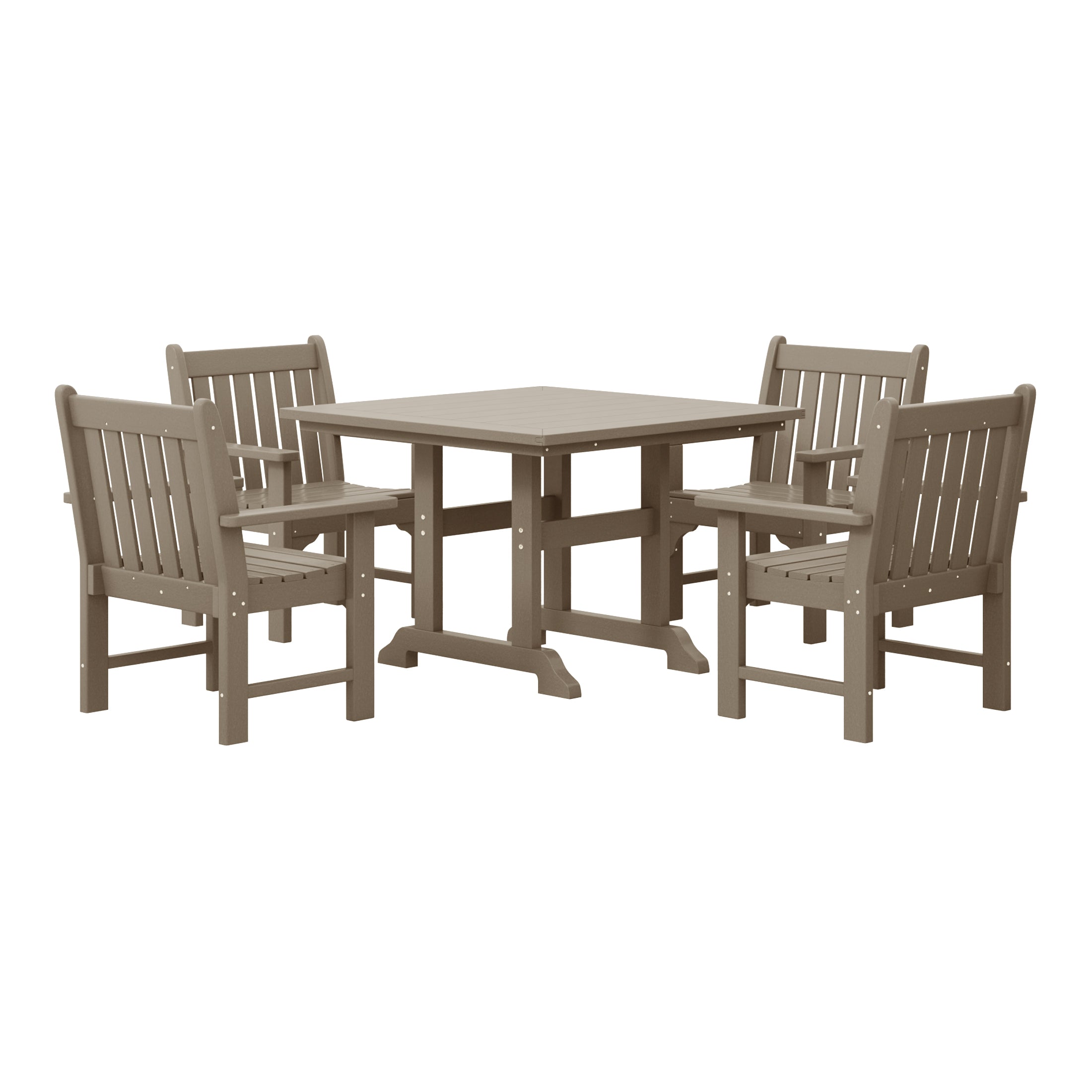 Paradise 5-Piece HDPE Outdoor Patio Chair and Square Table Dining Set