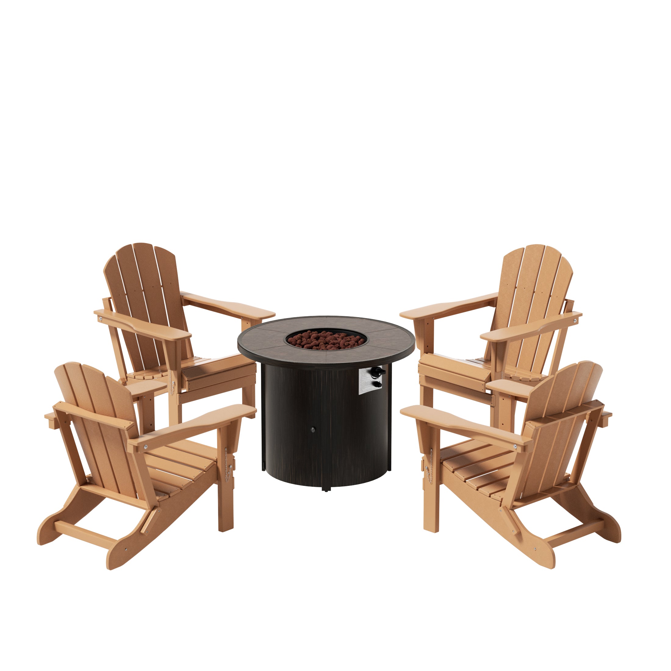 Paradise Malibu Outdoor Adirondack Folding Chair With Round Fire Pit Table