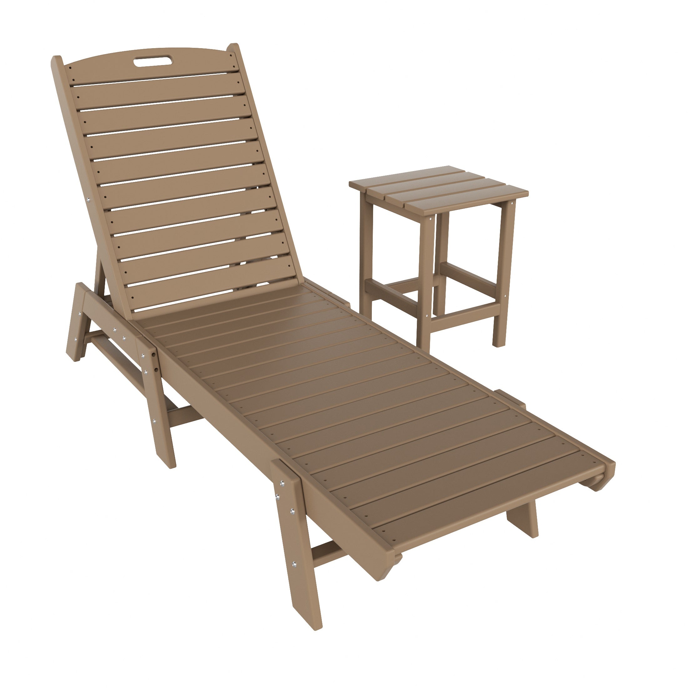 Paradise Malibu 2-Piece Poly Outdoor Patio Chaise Lounge Chair with Side Table Set