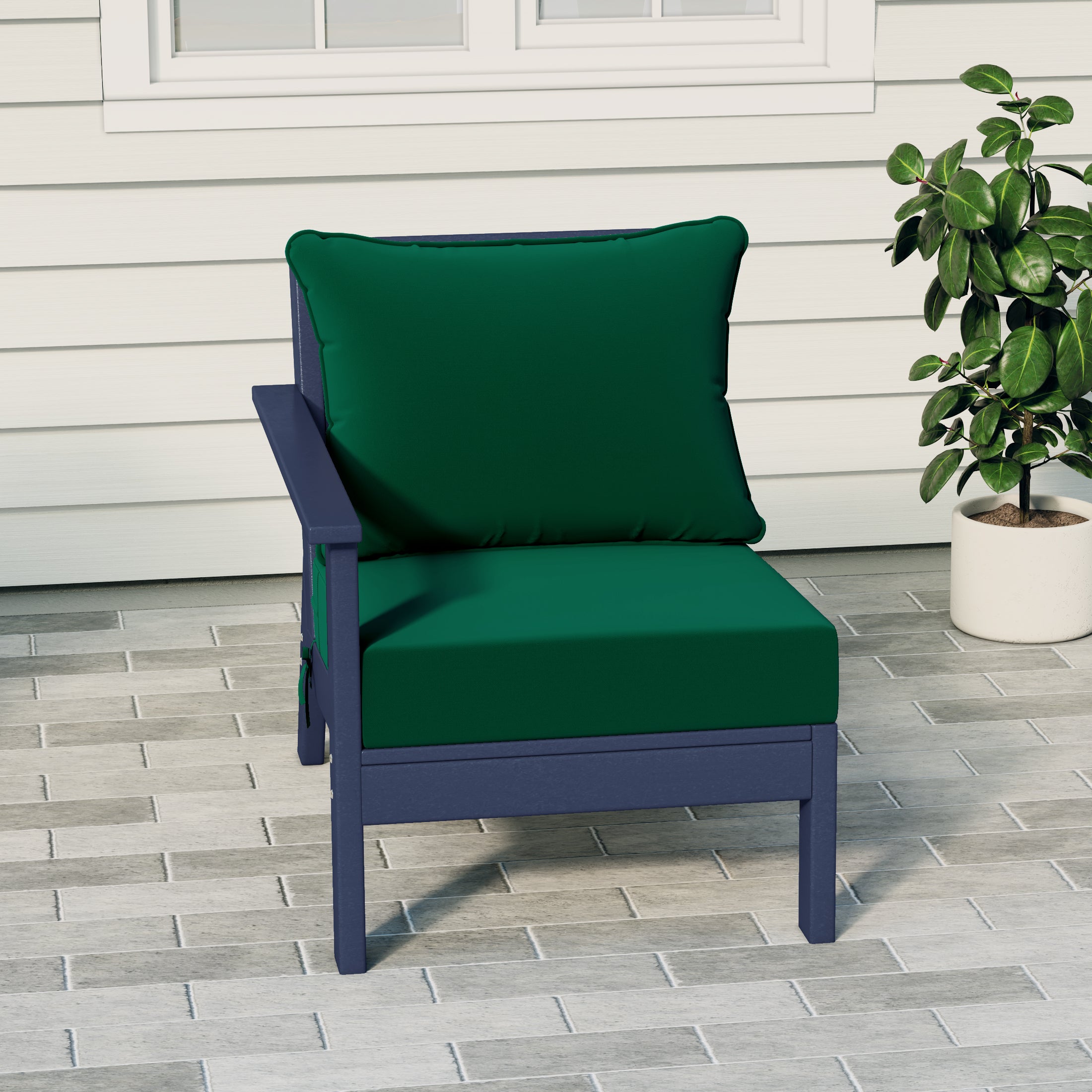 Portsmouth Modern Outdoor HDPE Patio Left Facing Sectional Corner Club Chair with Deep Seat Cushions