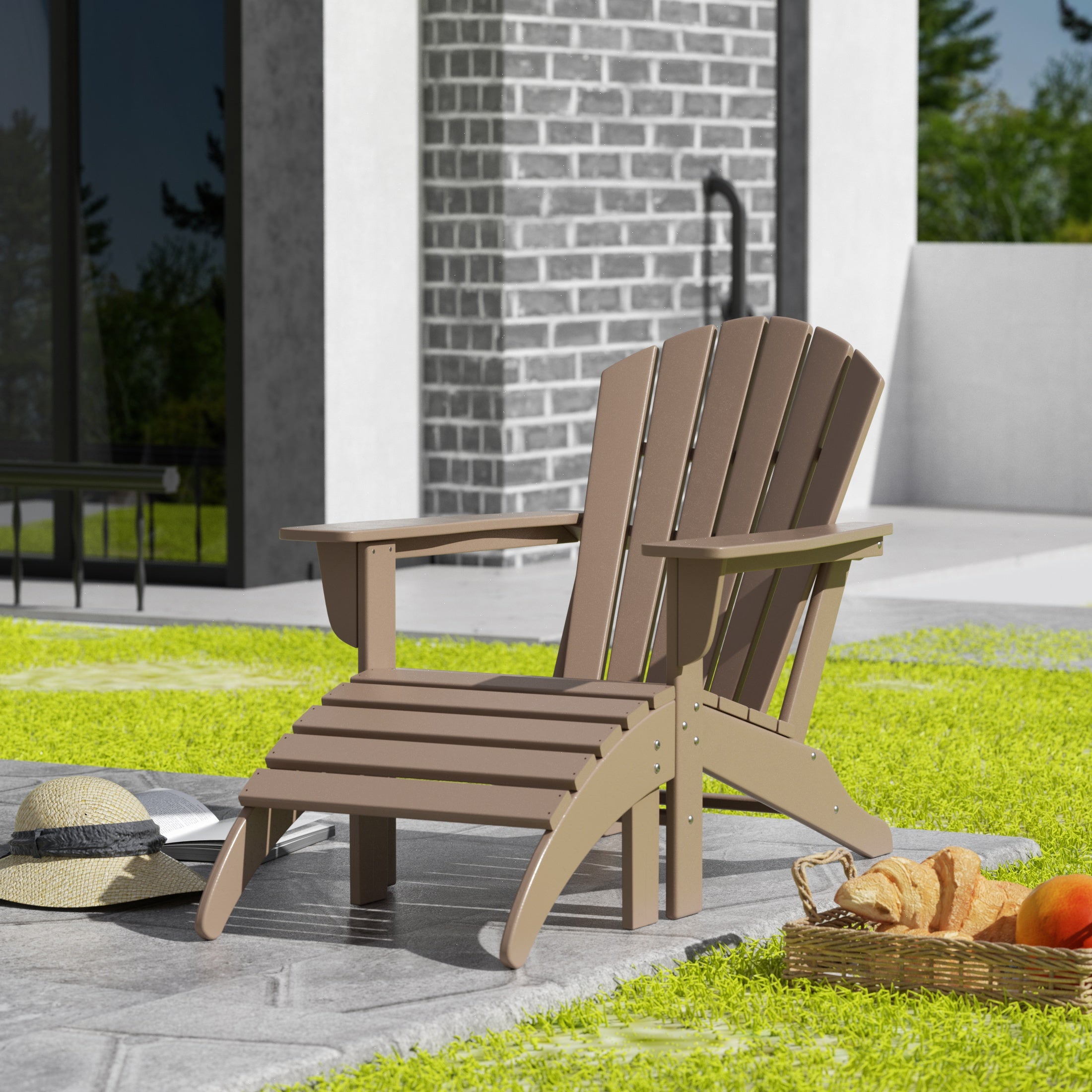 Portside Outdoor Adirondack Chair With Ottoman 2-Piece Set