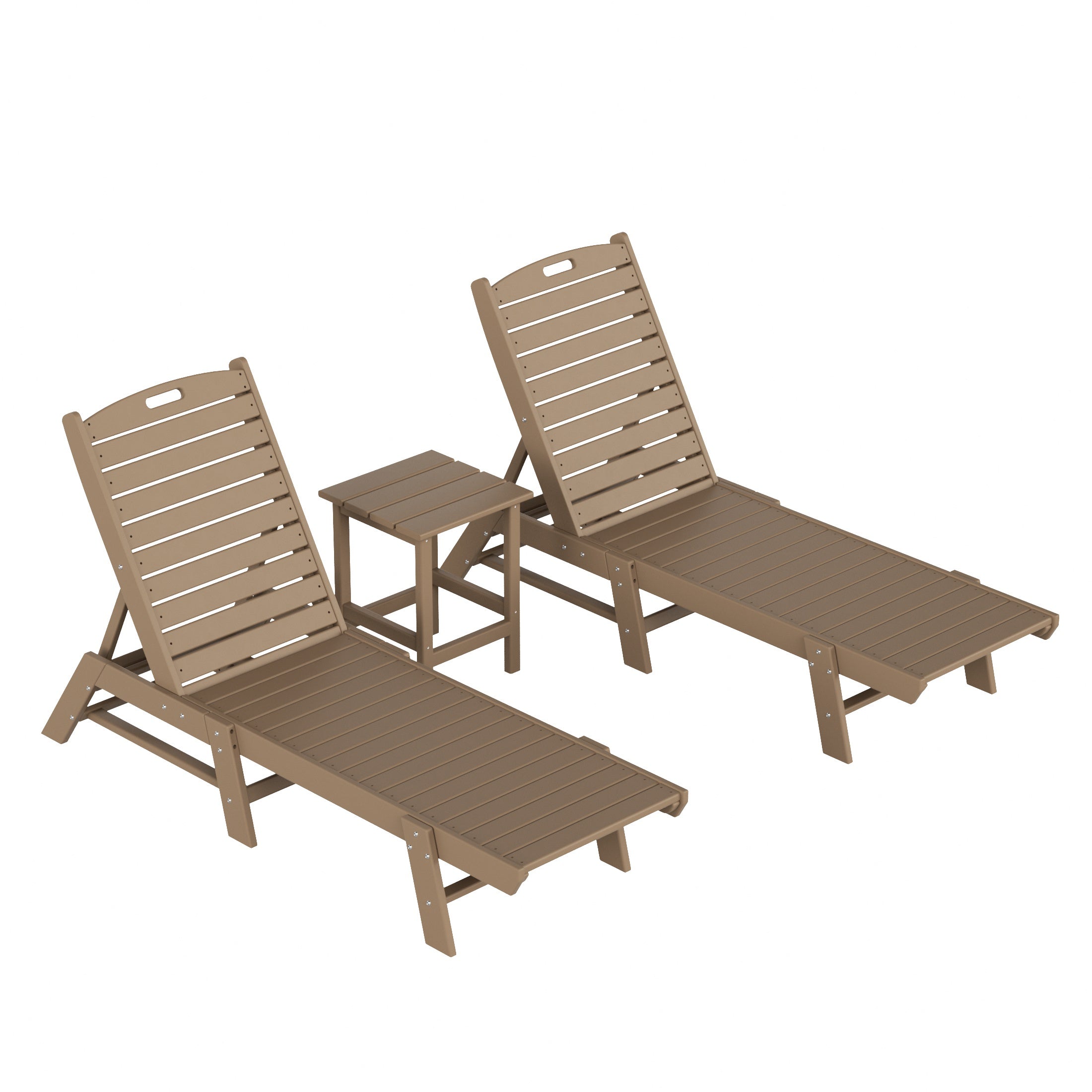 Paradise Malibu Poly Reclining Outdoor Patio Chaise Lounge Chair with Side Table Set