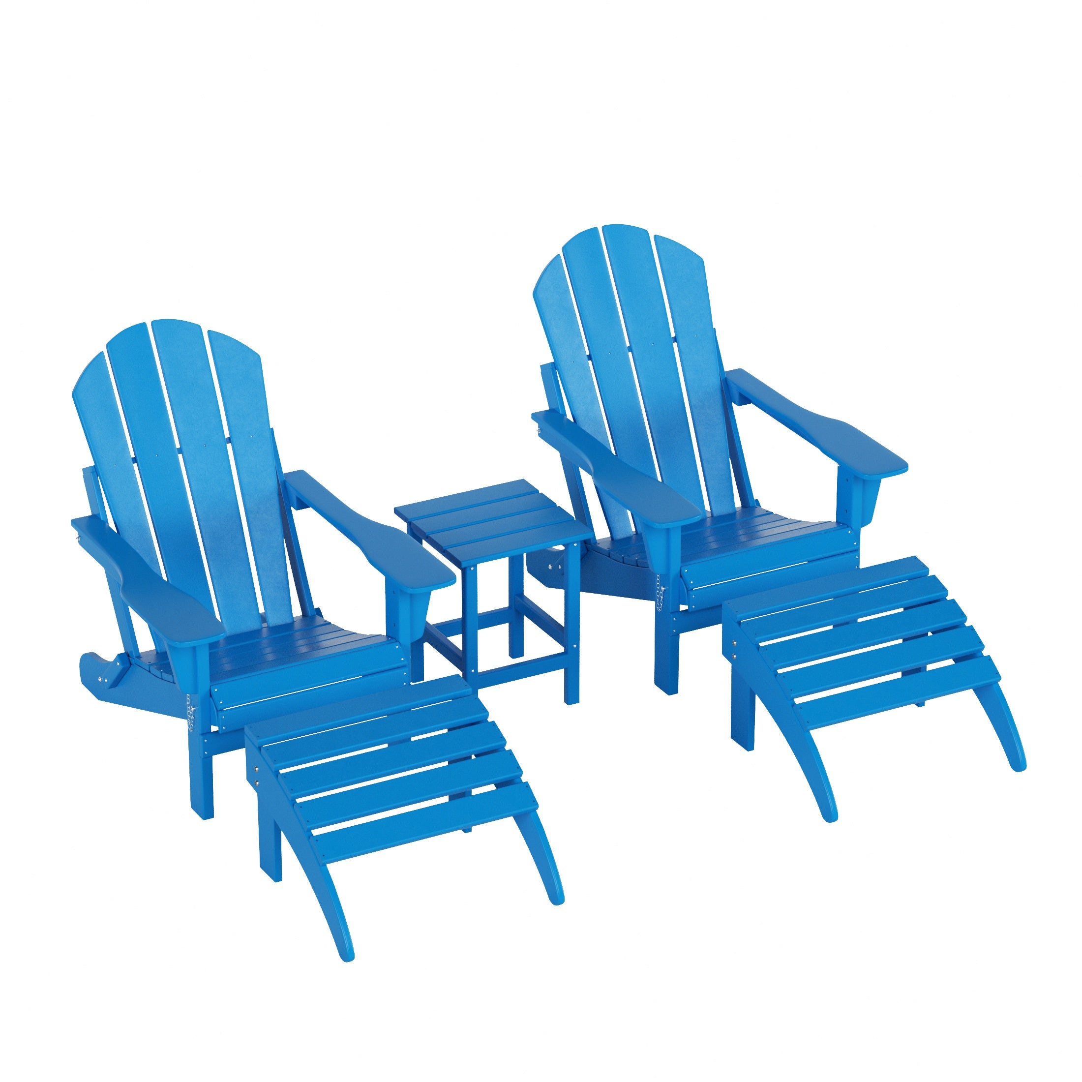 Paradise Westintrends 5-Piece set classic Adirondack chairs with ottoman and a small coffee table (2 seater)