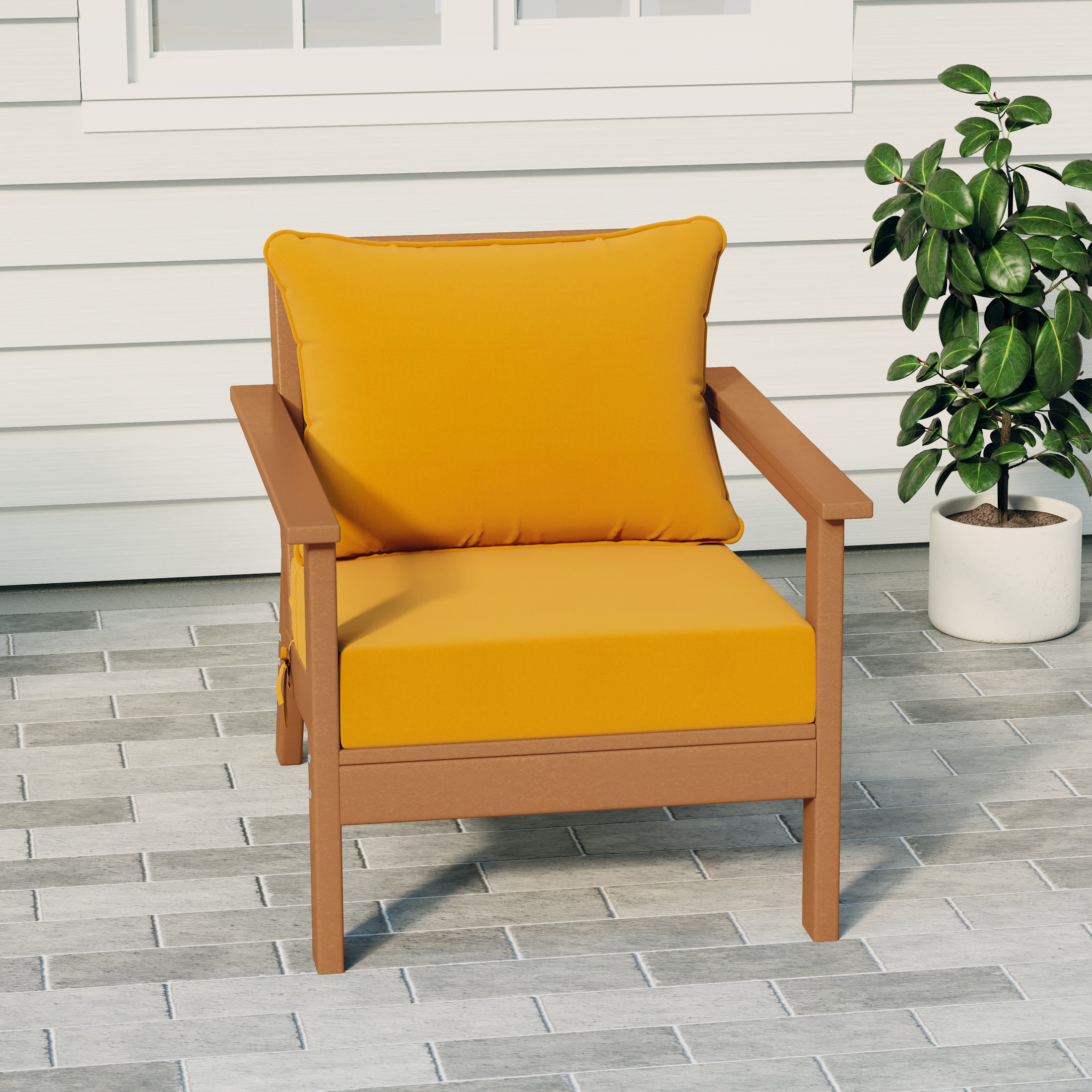 Portsmouth Modern Outdoor HDPE Patio Club Chair with Deep Seat Cushions