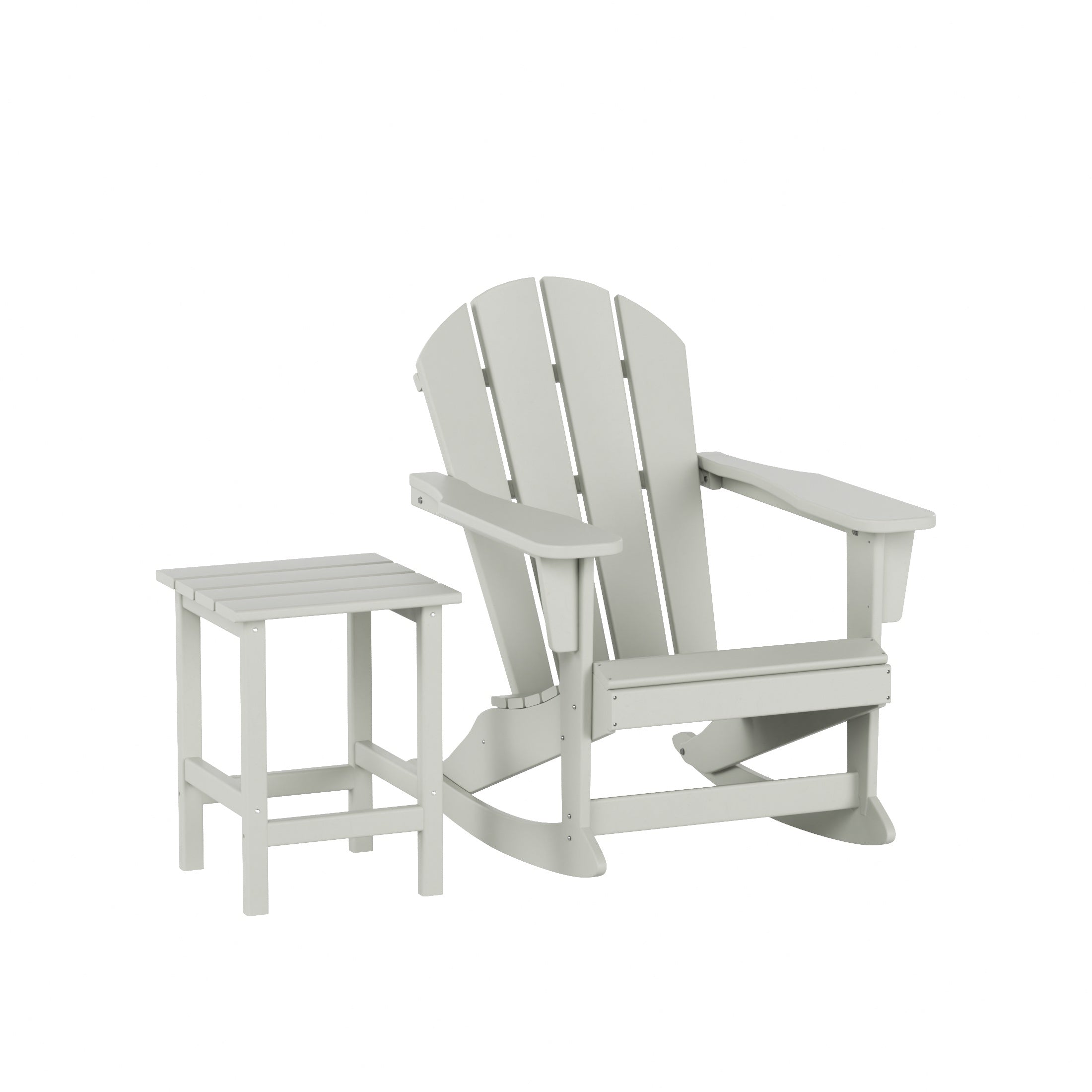 Paradise Malibu Outdoor Patio Rocking Adirondack Chairs with Side Table Set