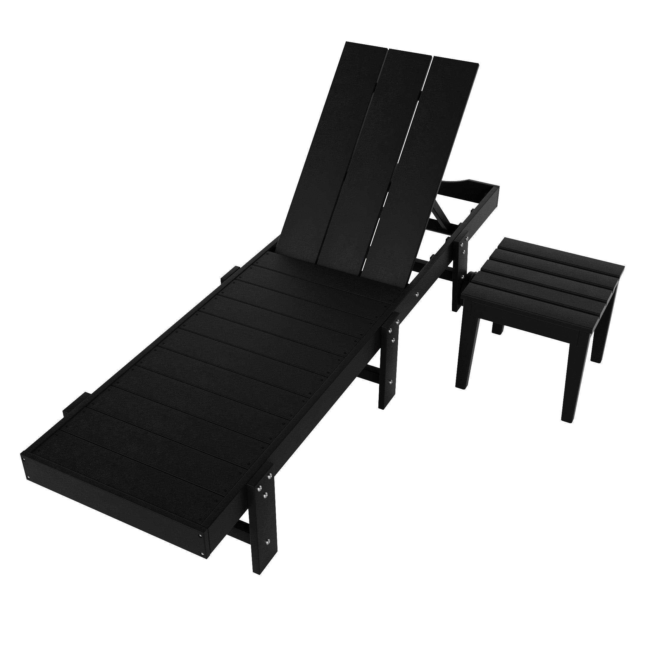 Palms 2-Piece Outdoor Modern Poly Adirondack Chaise Lounge with Wheels and Square Side Table Set - Costaelm