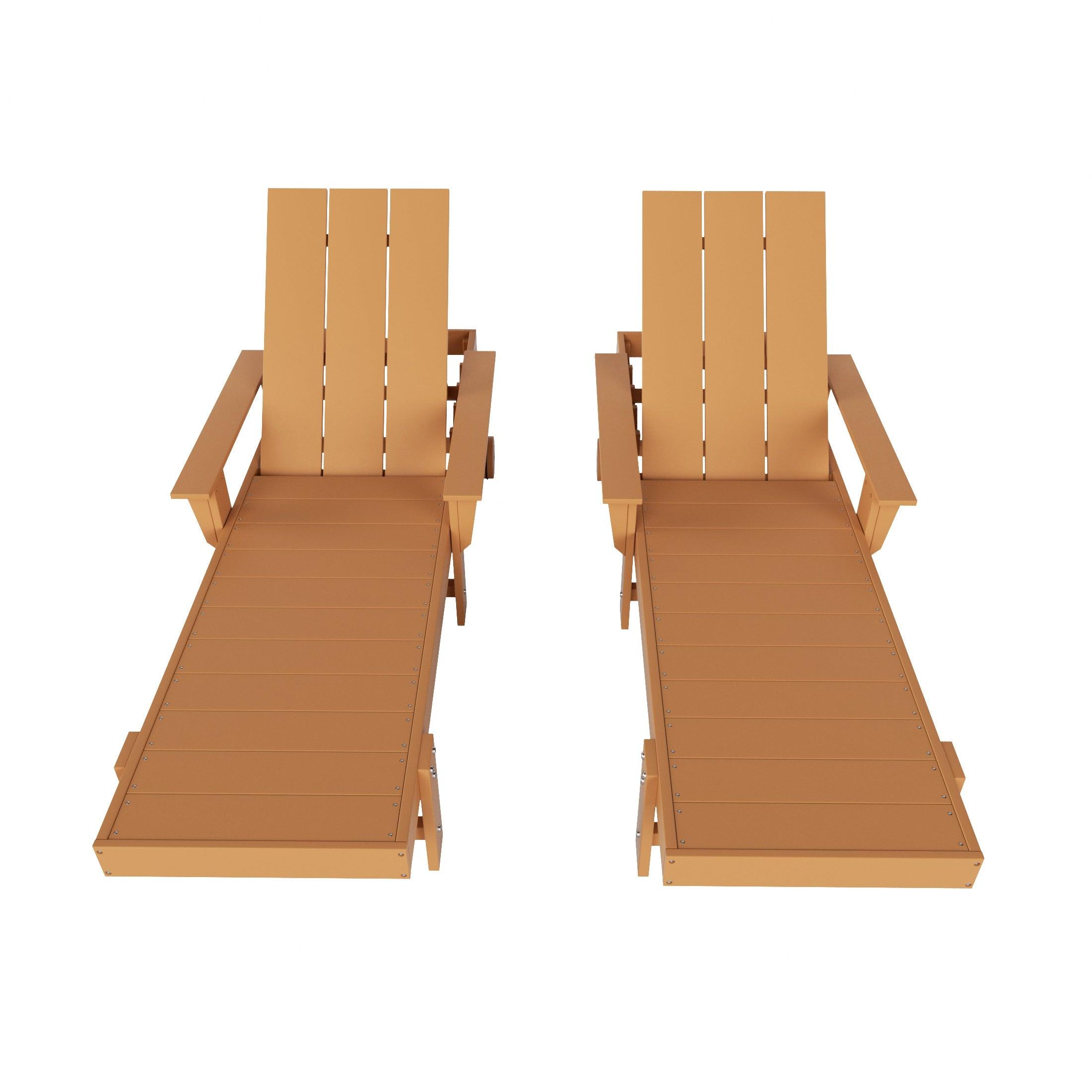 Palms Adjustable Modern Adirondack Outdoor Chaise Lounge with Wheels (Set of 2) - Costaelm