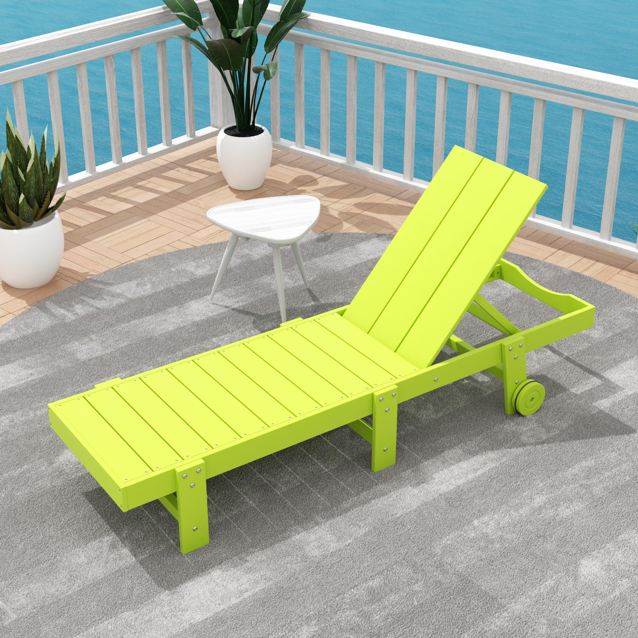 Palms Outdoor Modern Poly Adirondack Chaise Lounge with Wheels - Costaelm