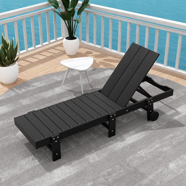 Palms Outdoor Modern Poly Adirondack Chaise Lounge with Wheels - Costaelm
