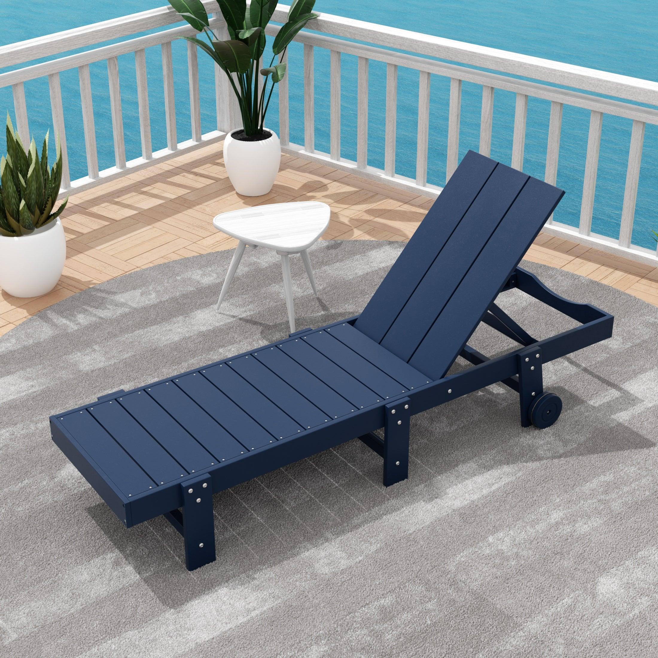 Palms Outdoor Modern Poly Adirondack Chaise Lounge with Wheels - Costaelm