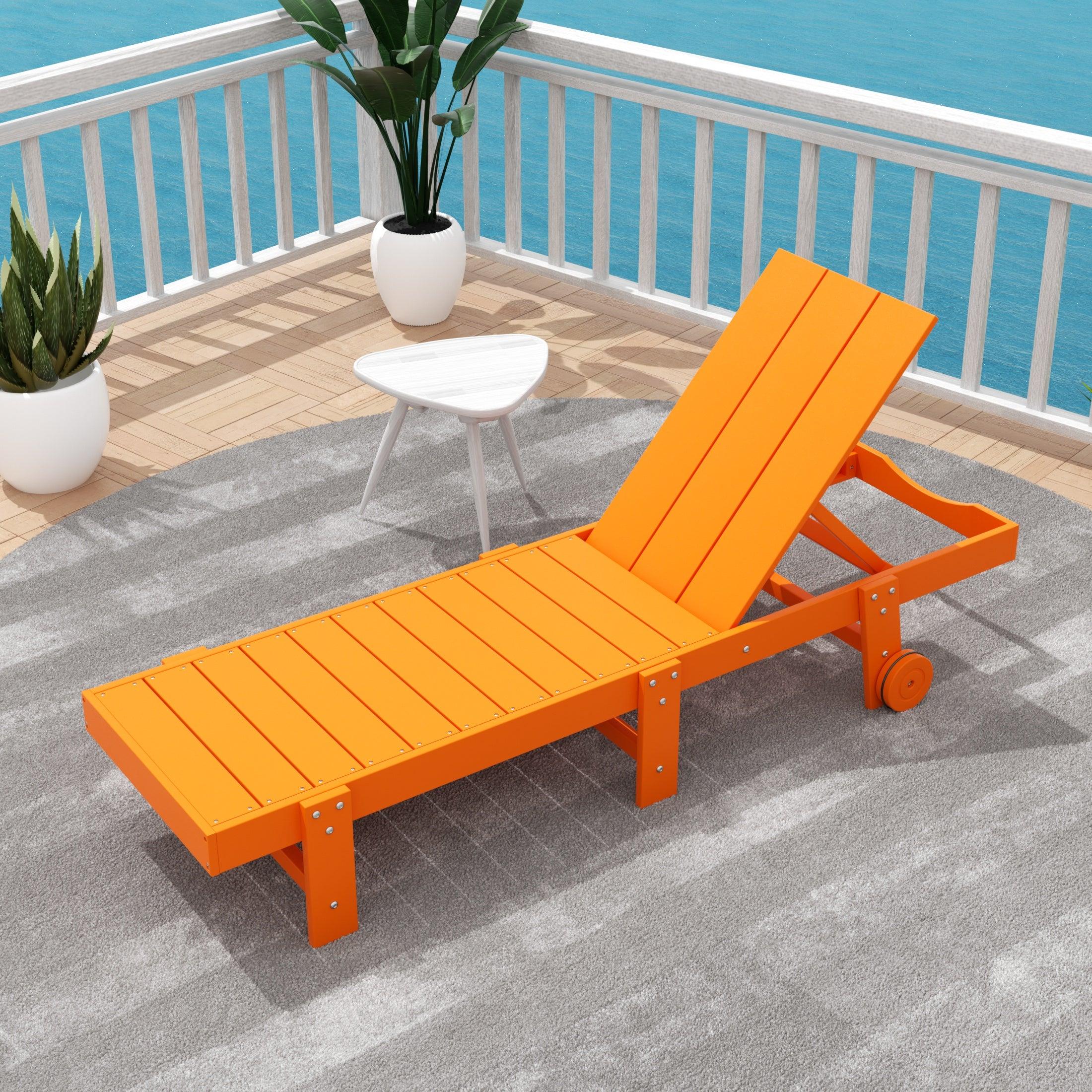 Palms Outdoor Modern Poly Adirondack Chaise Lounge with Wheels - Costaelm