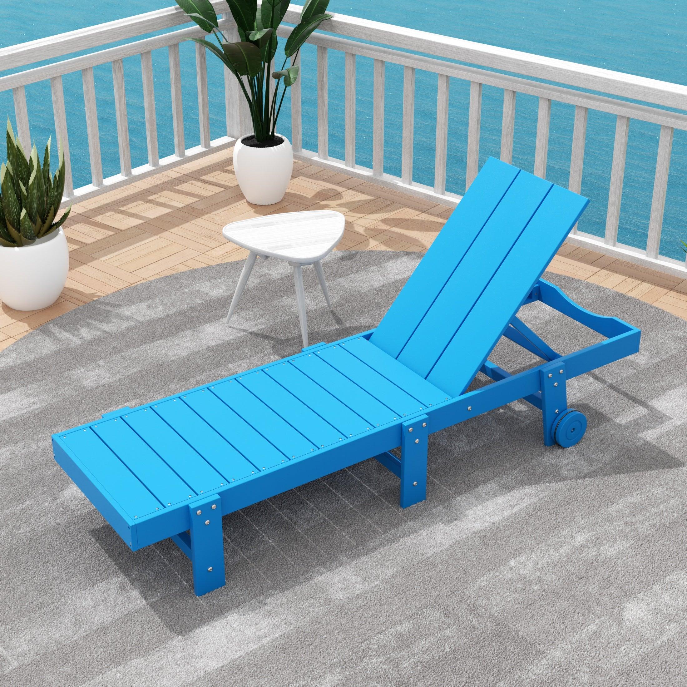 Palms Outdoor Modern Poly Adirondack Chaise Lounge with Wheels - Costaelm