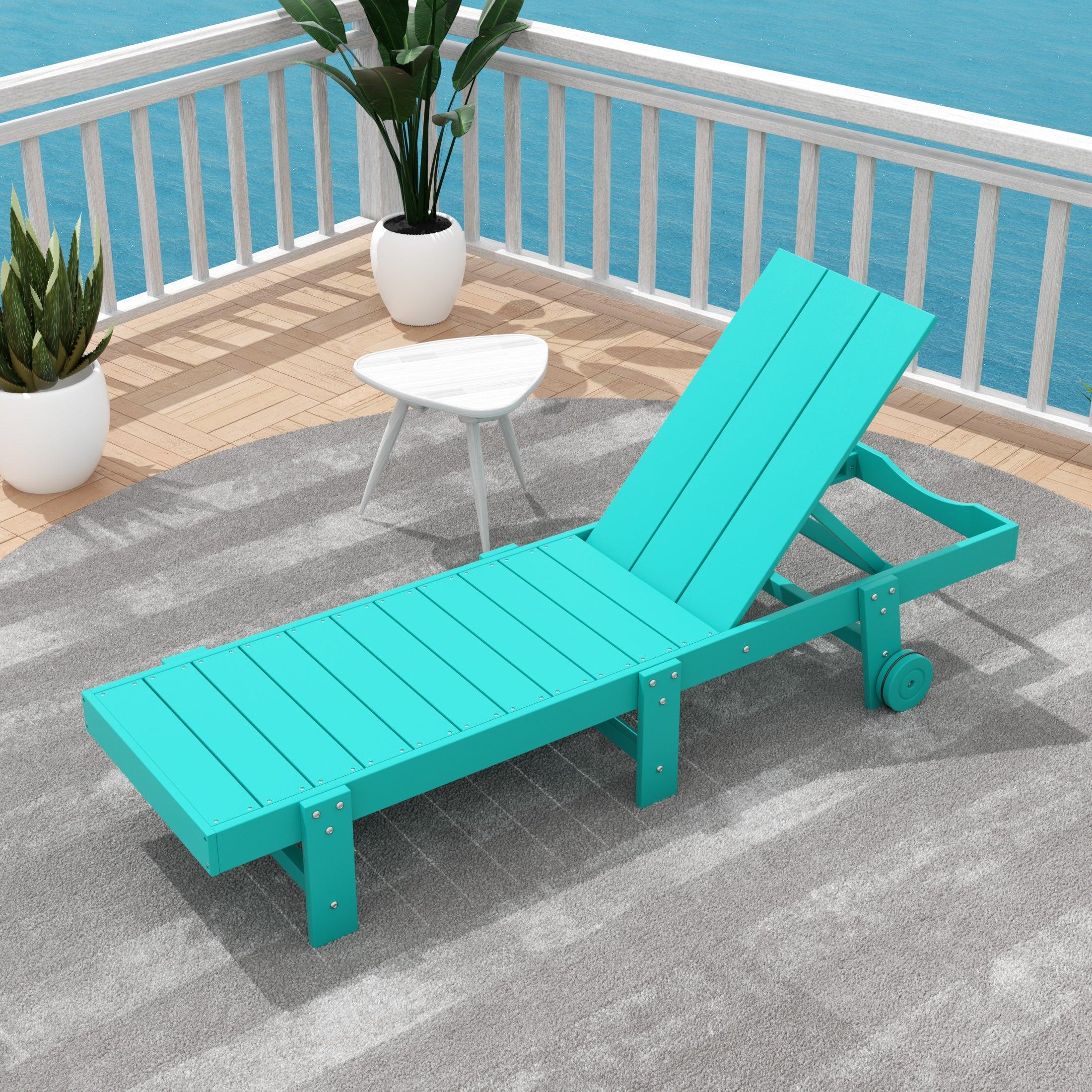 Palms Outdoor Modern Poly Adirondack Chaise Lounge with Wheels - Costaelm