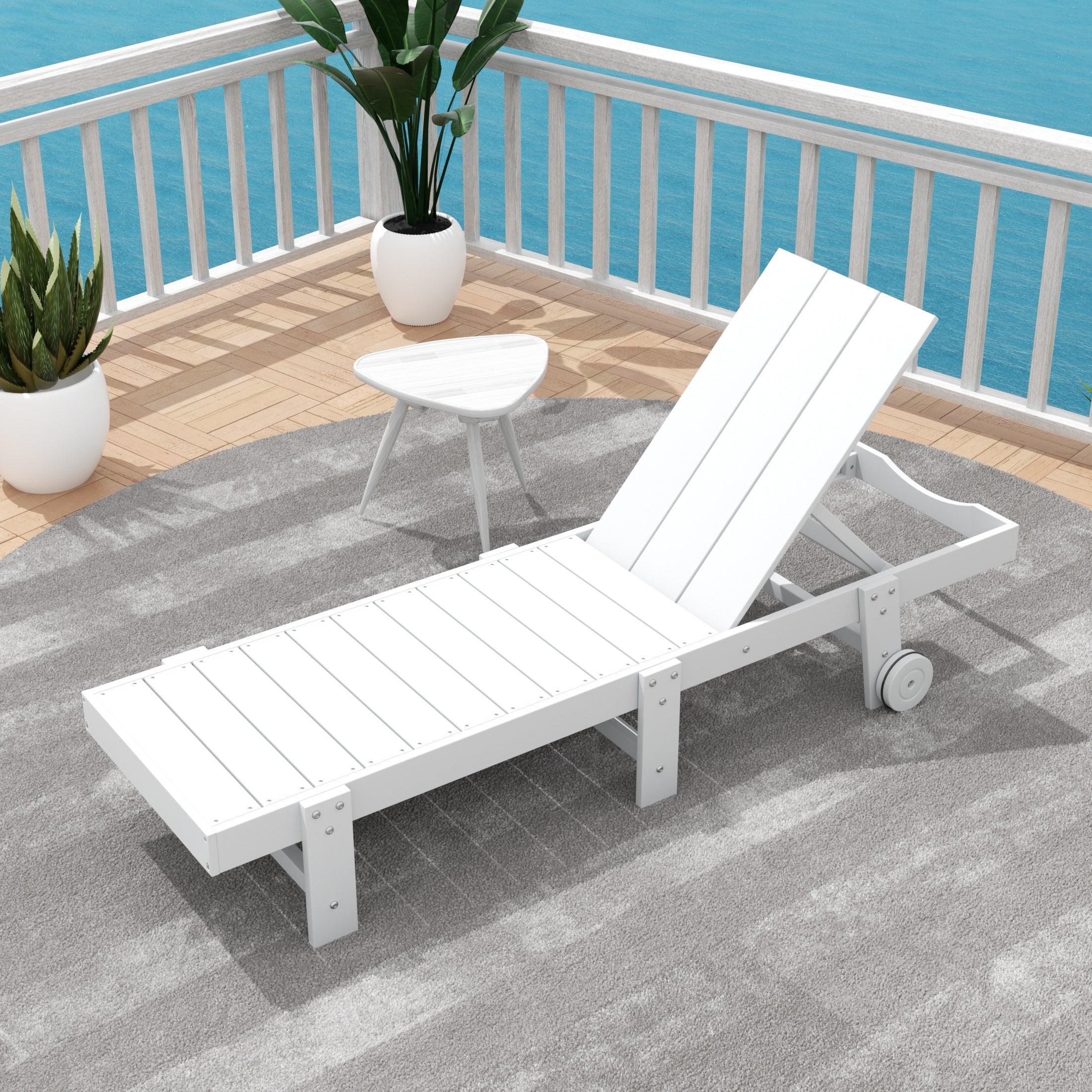 Palms Outdoor Modern Poly Adirondack Chaise Lounge with Wheels - Costaelm