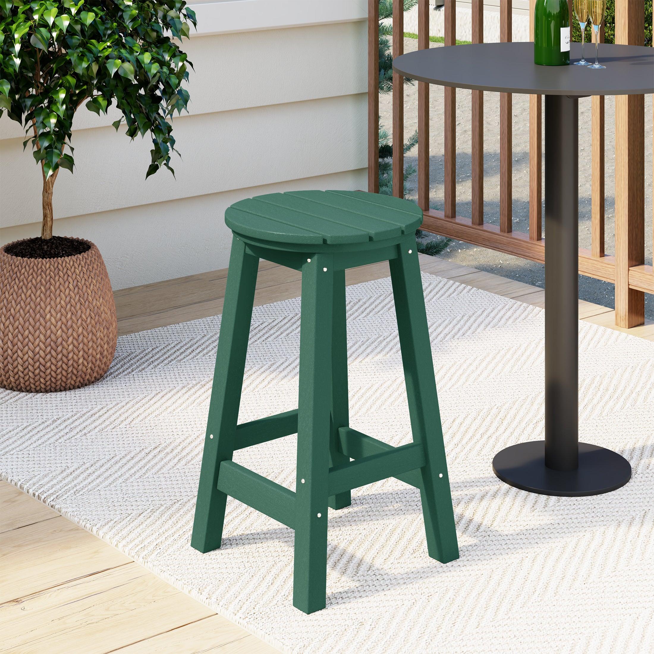 Paradise 24" HDPE Round Outdoor Patio Counter Height Bar Stool - Costaelm