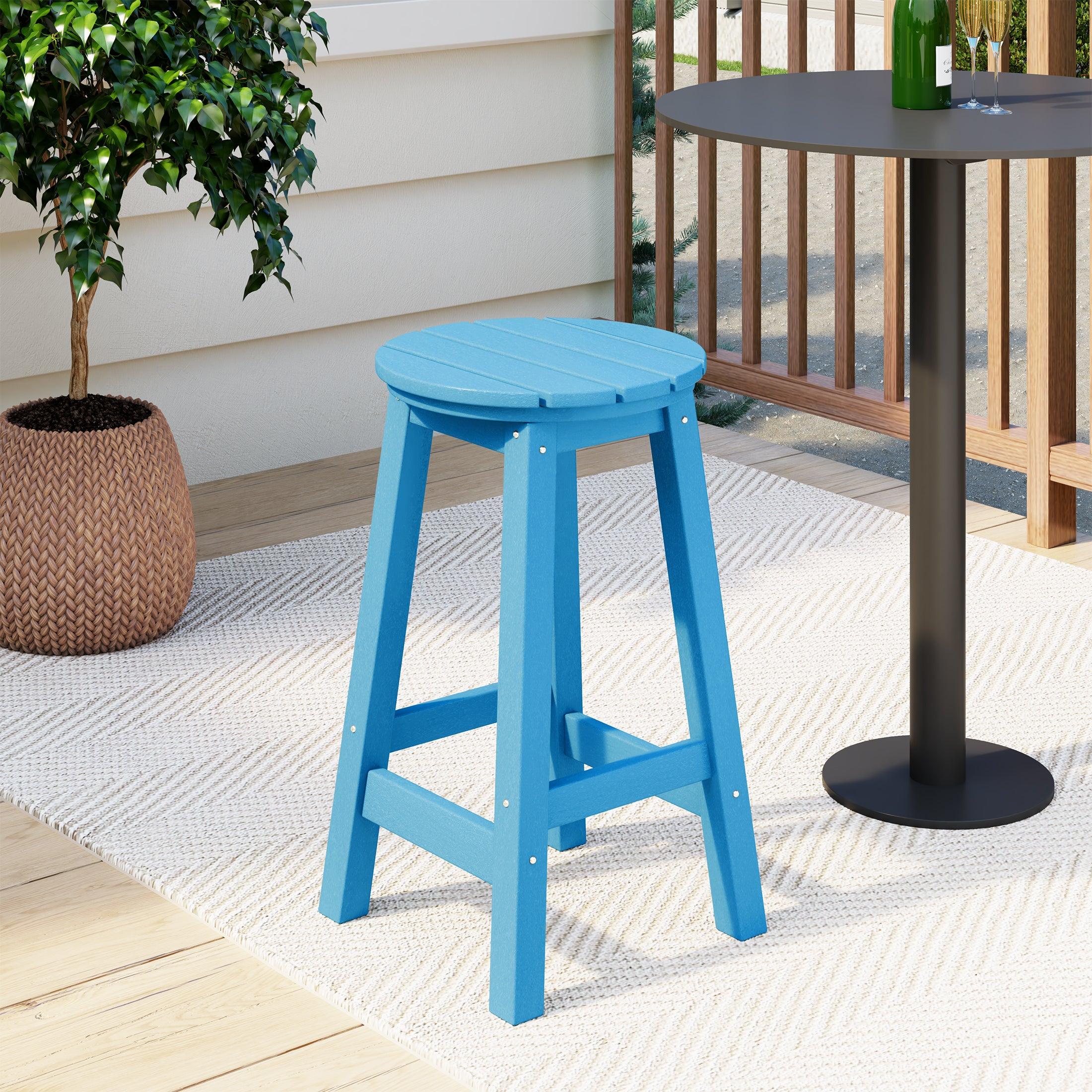 Paradise 24" HDPE Round Outdoor Patio Counter Height Bar Stool - Costaelm