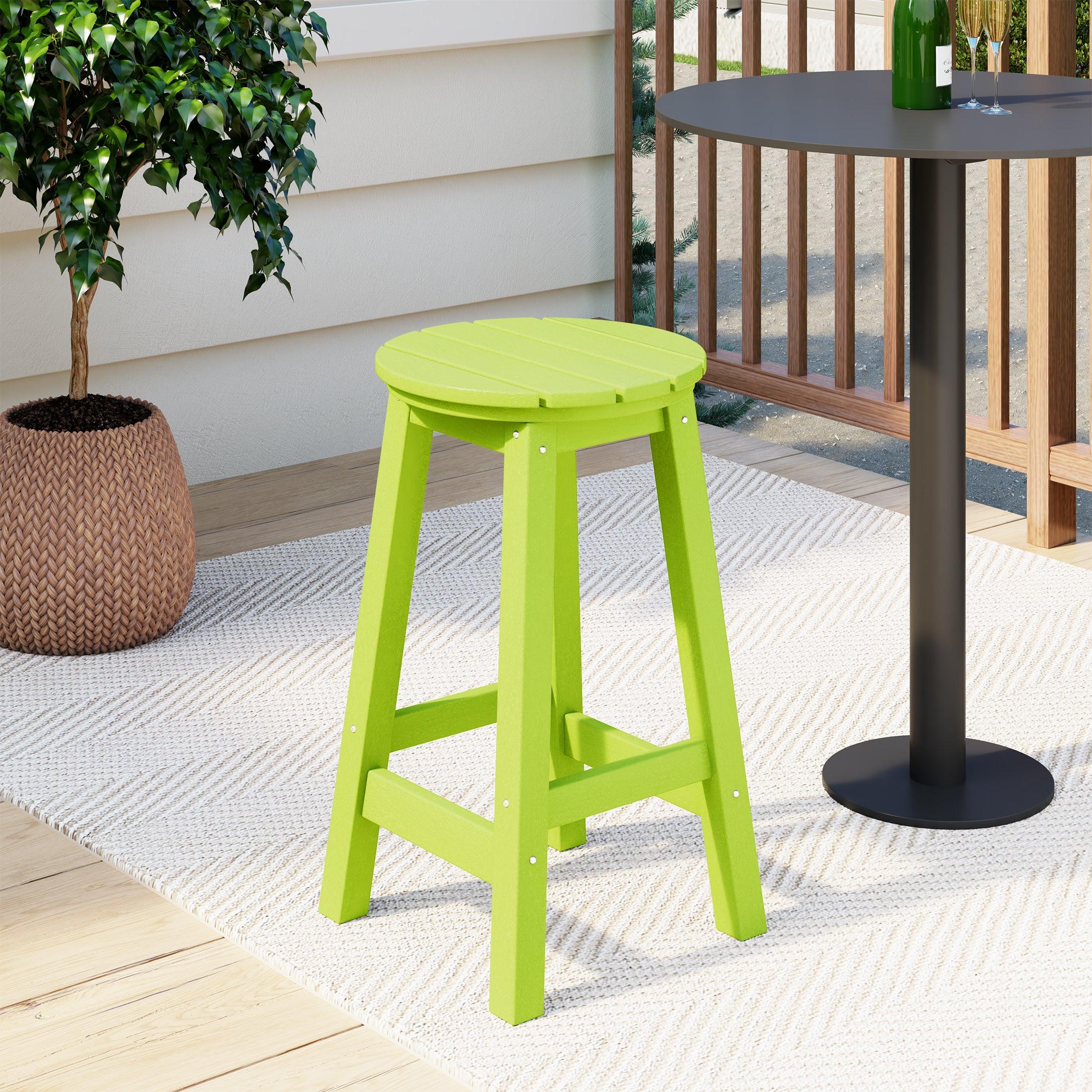 Paradise 24" HDPE Round Outdoor Patio Counter Height Bar Stool - Costaelm