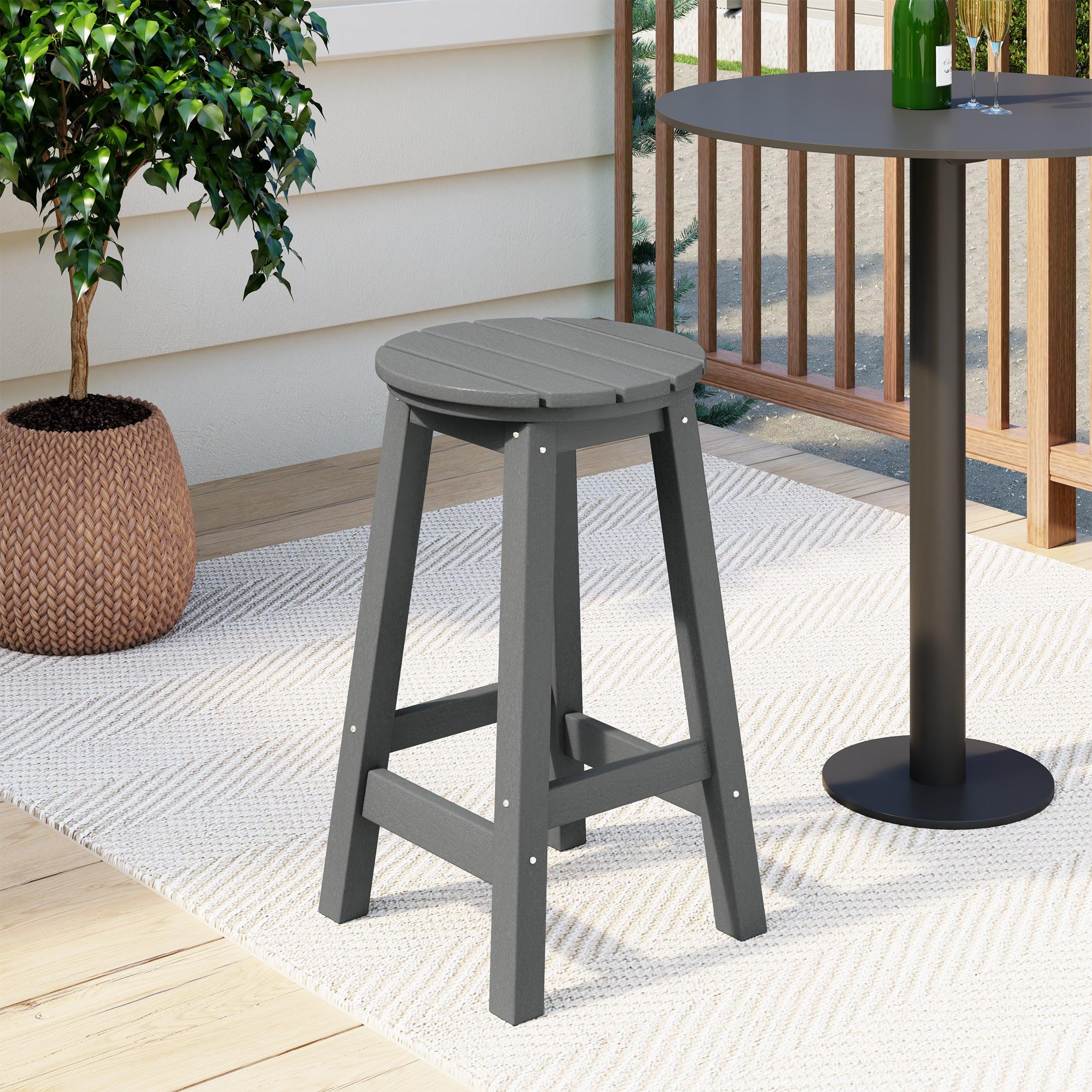 Paradise 24" HDPE Round Outdoor Patio Counter Height Bar Stool - Costaelm