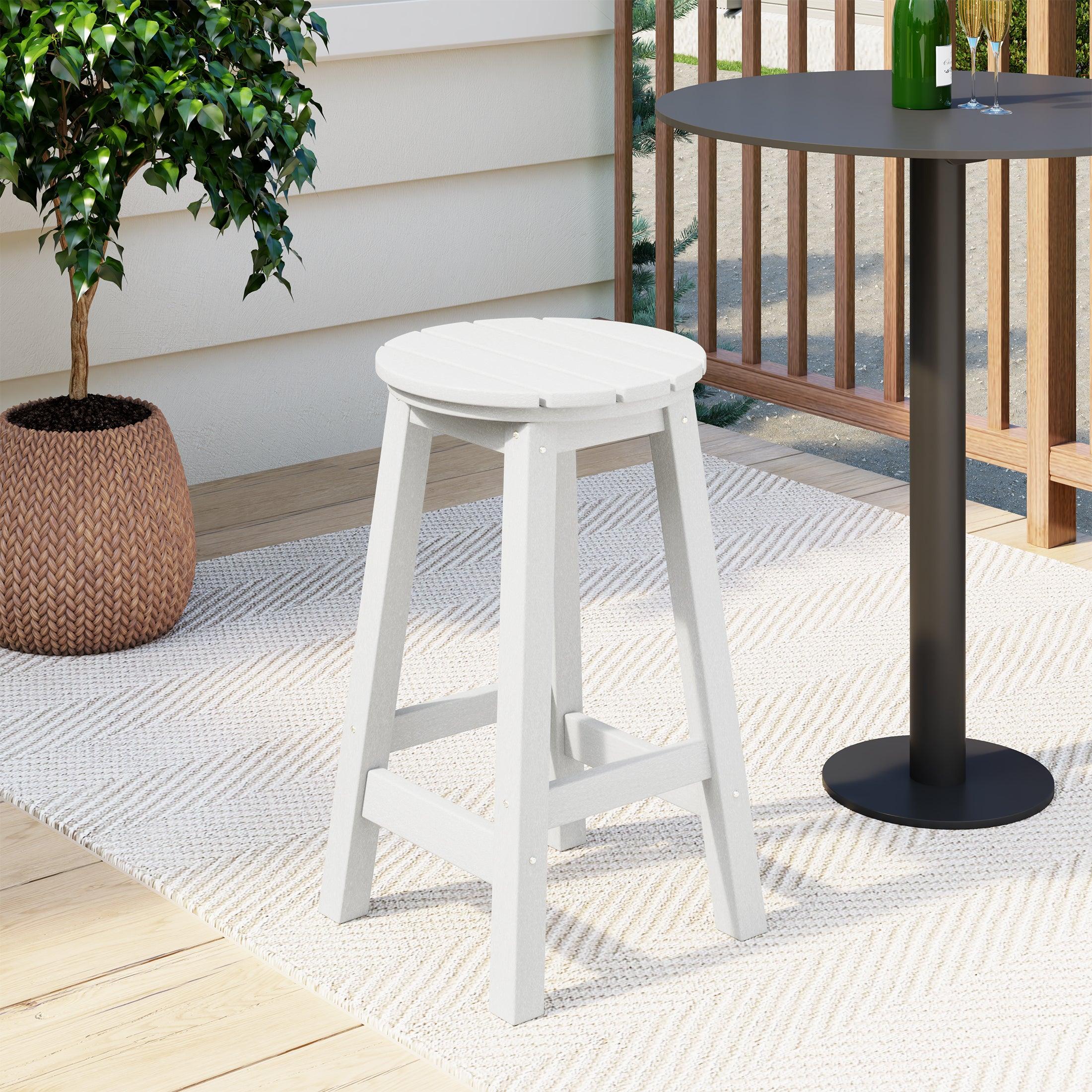 Paradise 24" HDPE Round Outdoor Patio Counter Height Bar Stool - Costaelm