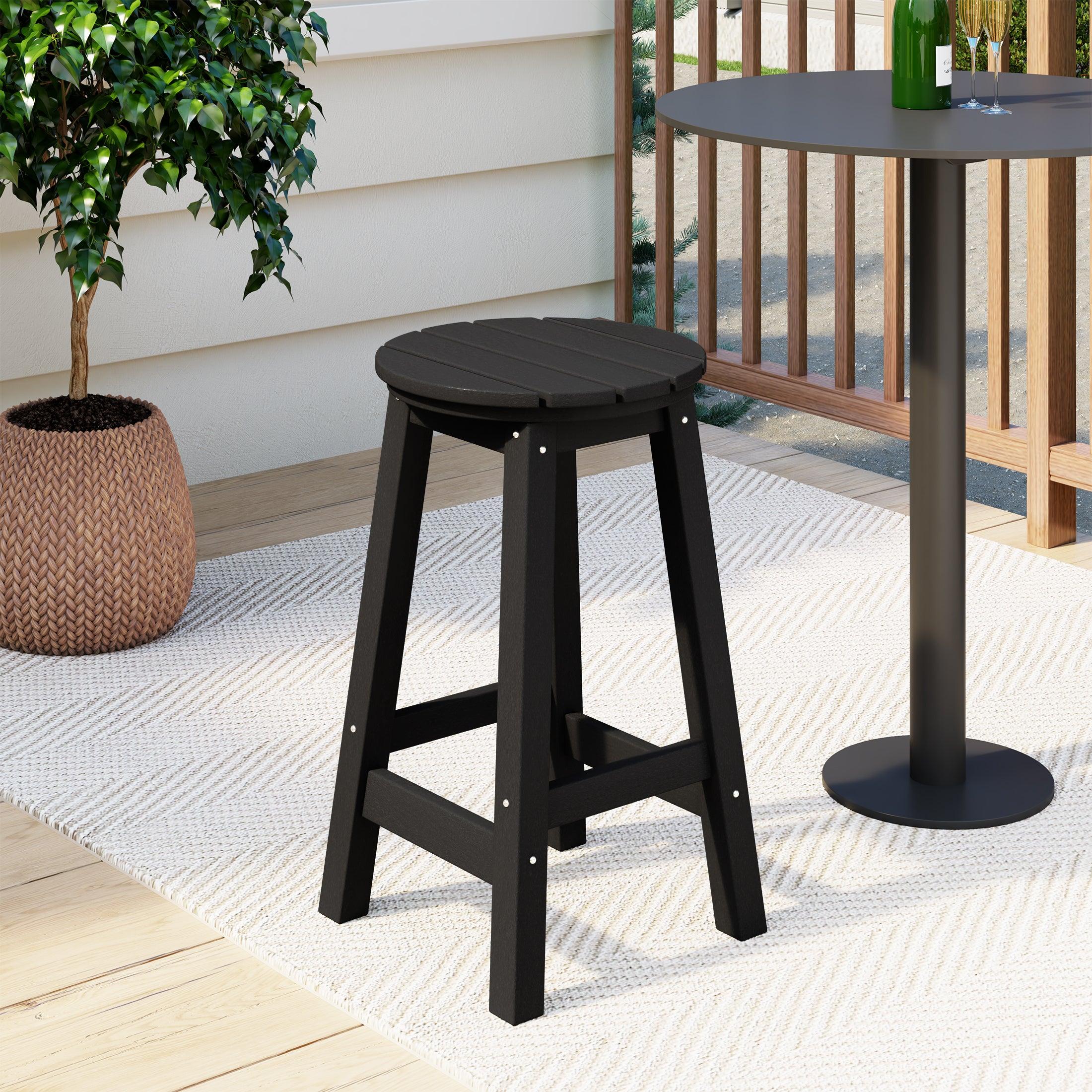 Paradise 24" HDPE Round Outdoor Patio Counter Height Bar Stool - Costaelm