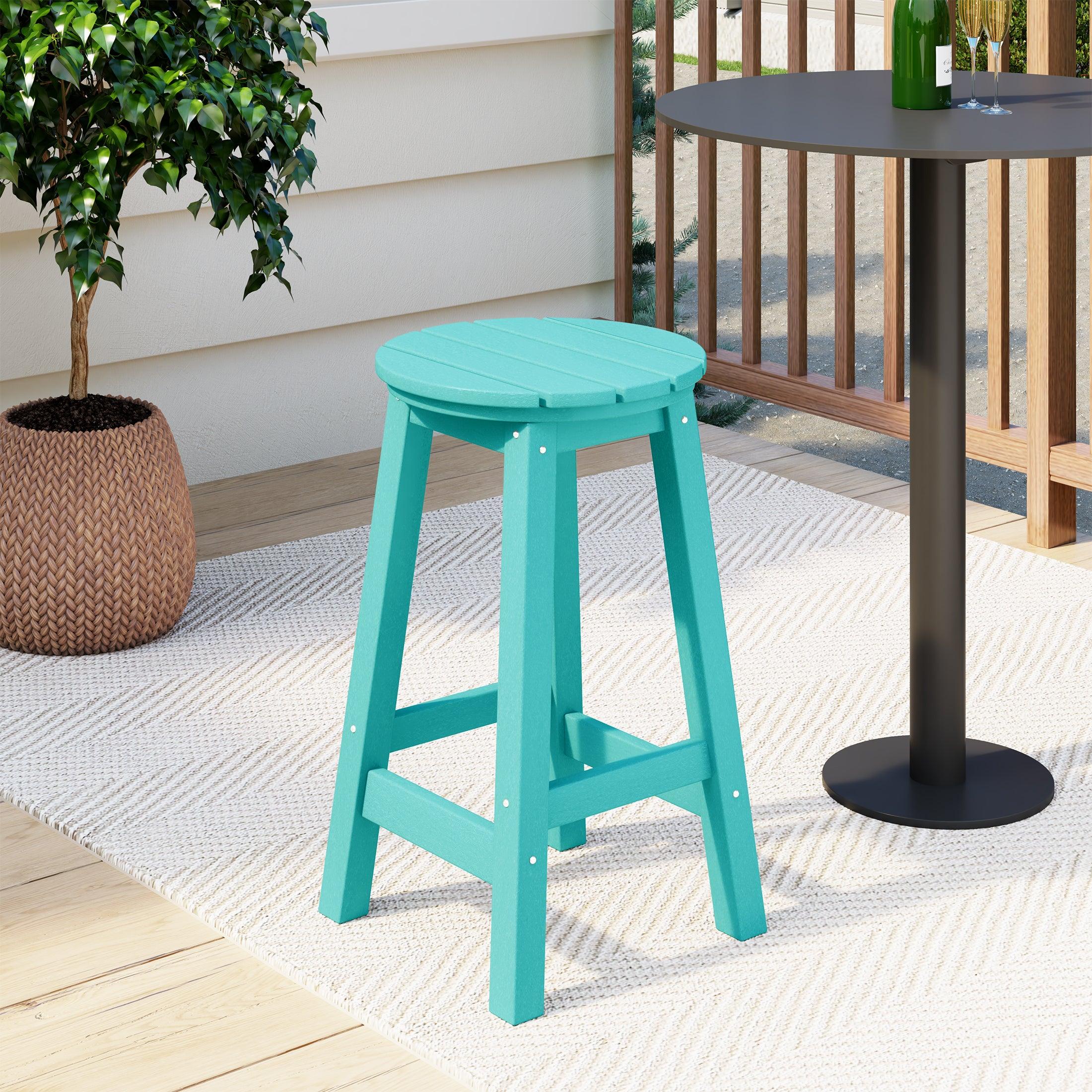 Paradise 24" HDPE Round Outdoor Patio Counter Height Bar Stool - Costaelm