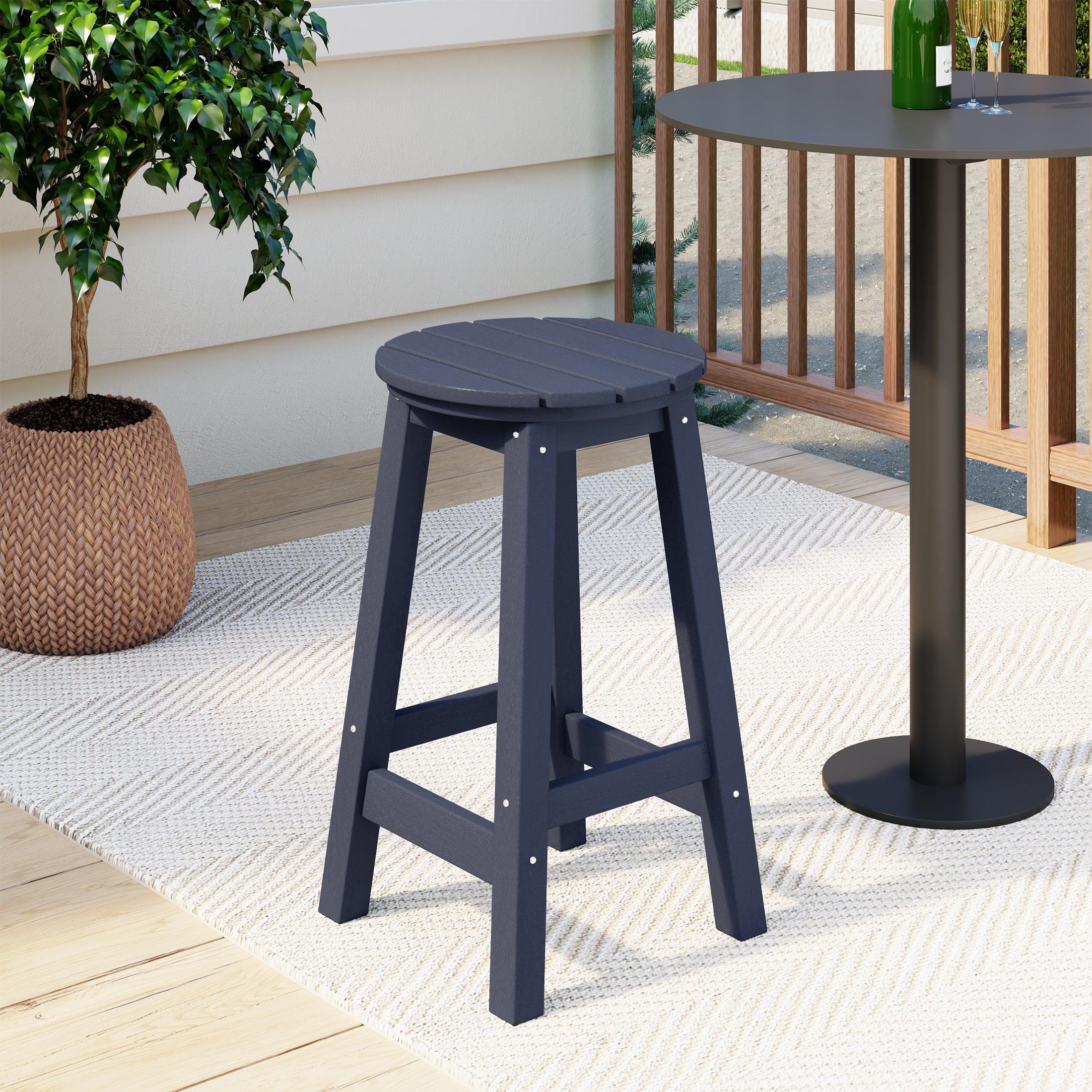 Paradise 24" HDPE Round Outdoor Patio Counter Height Bar Stool - Costaelm