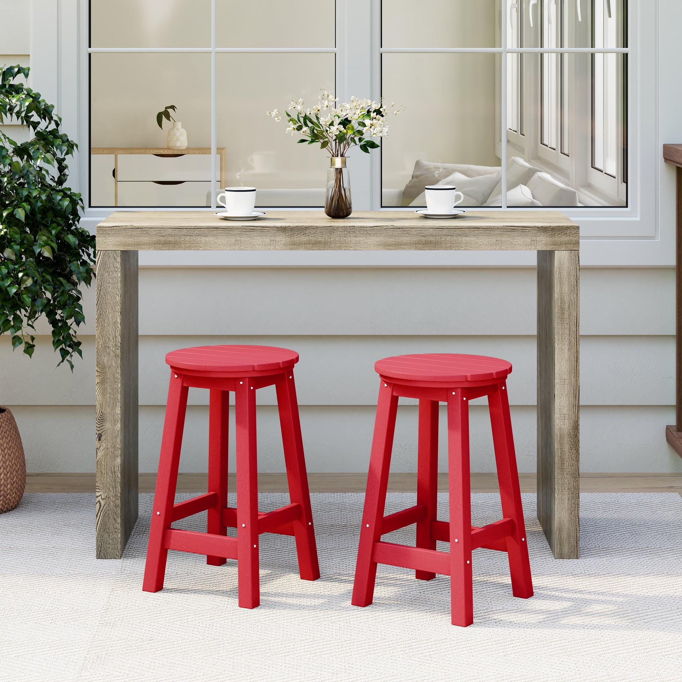 Paradise 24" HDPE Round Outdoor Patio Counter Height Bar Stool (Set of 2) - Costaelm