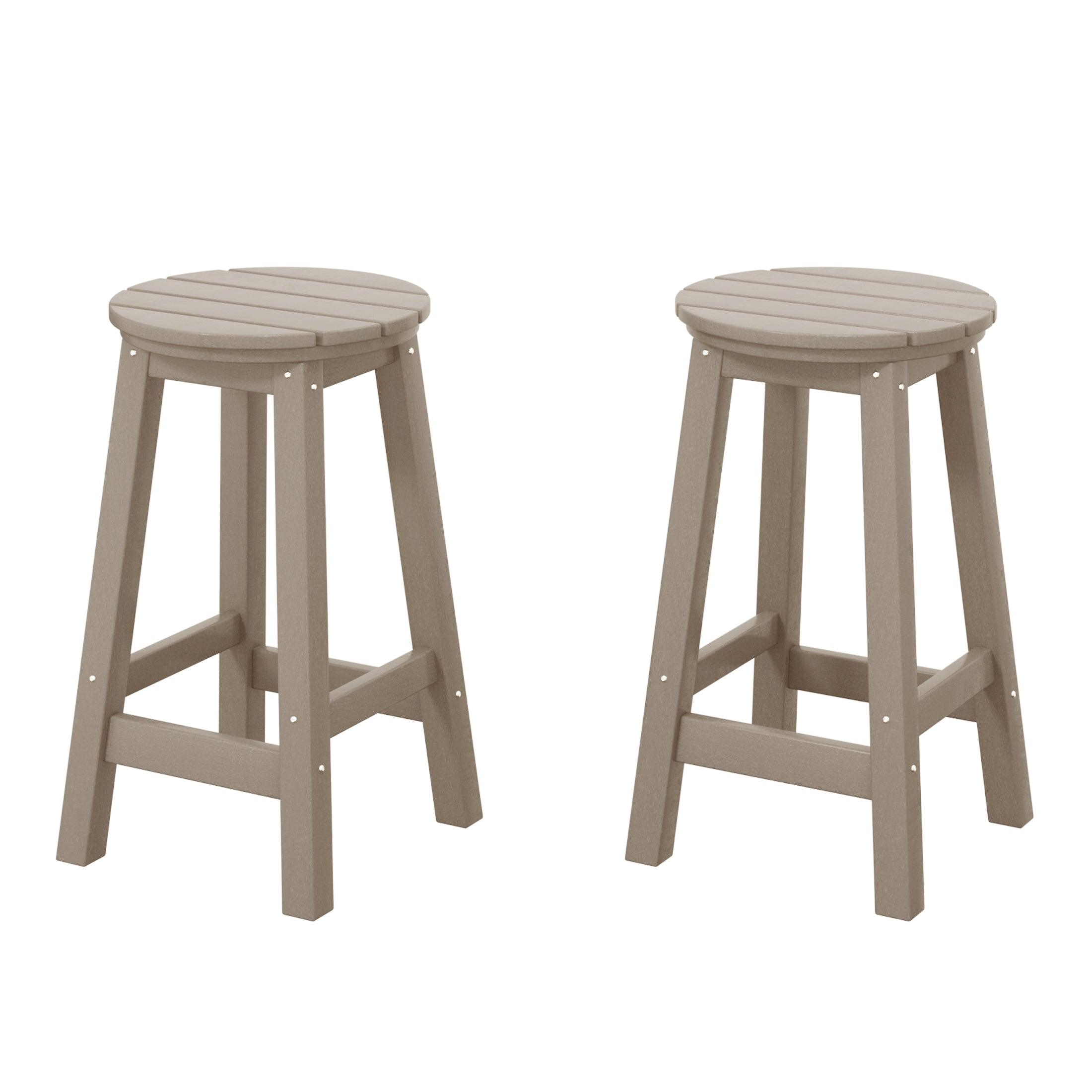 Paradise 24" HDPE Round Outdoor Patio Counter Height Bar Stool (Set of 2) - Costaelm