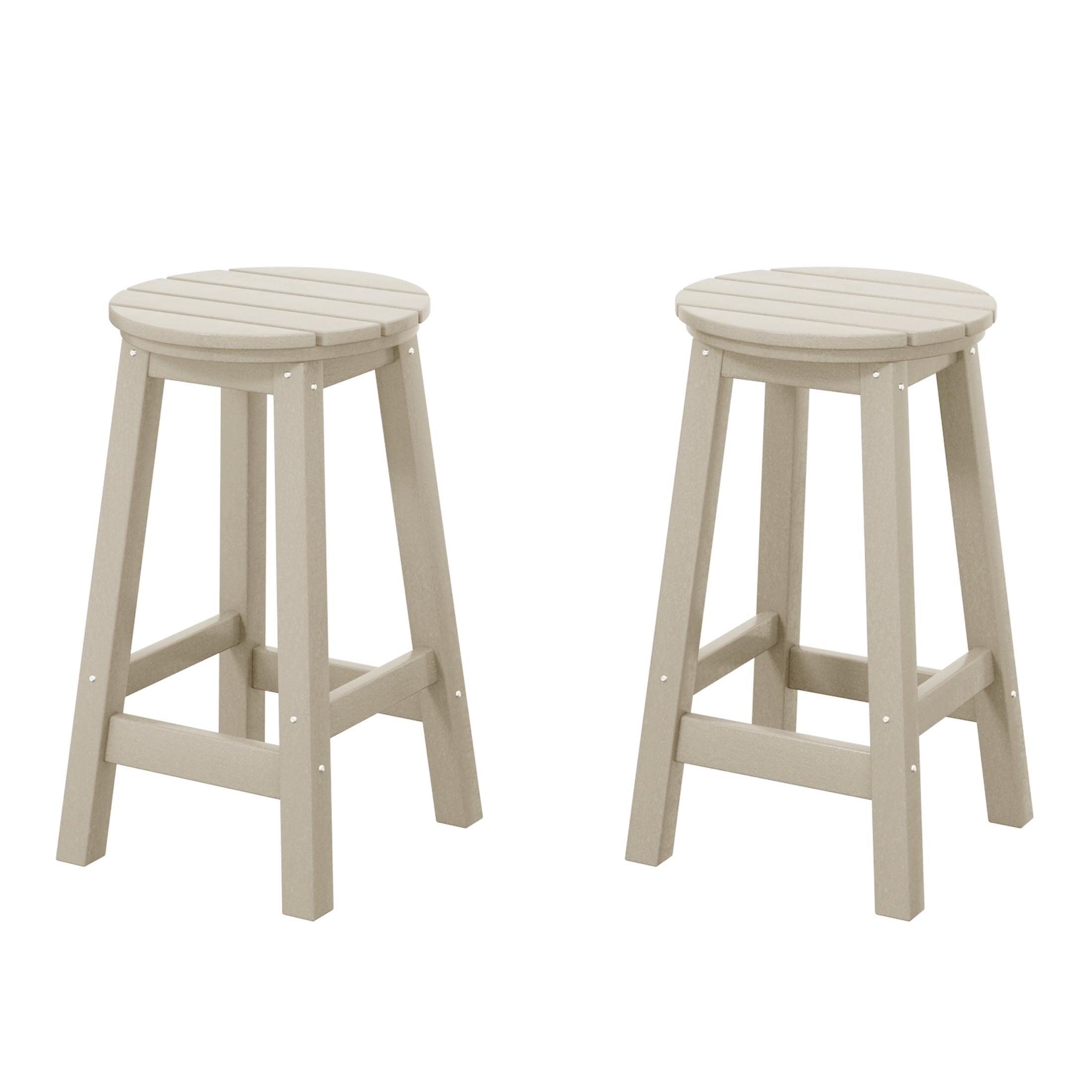 Paradise 24" HDPE Round Outdoor Patio Counter Height Bar Stool (Set of 2) - Costaelm