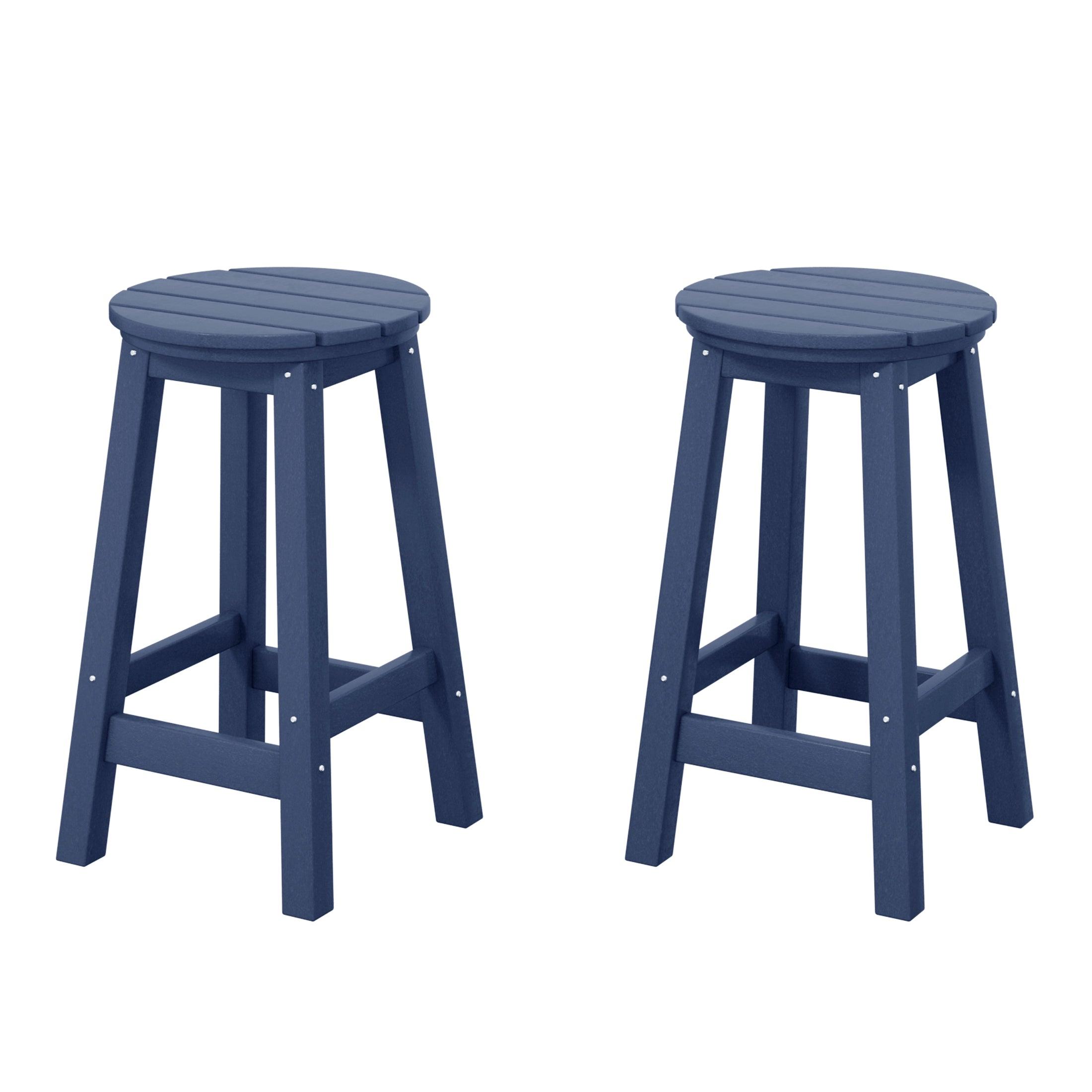 Paradise 24" HDPE Round Outdoor Patio Counter Height Bar Stool (Set of 2) - Costaelm