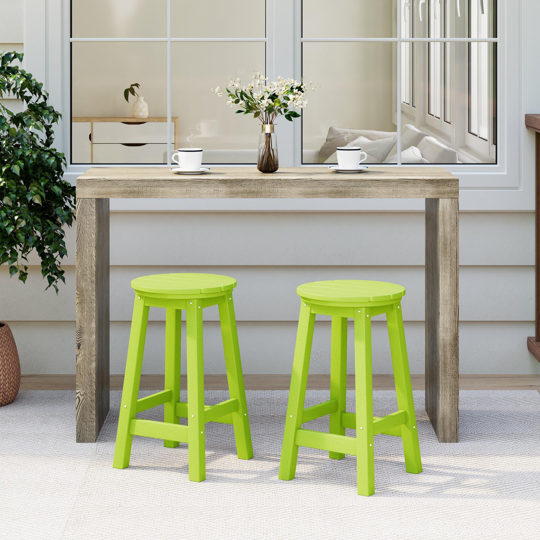 Paradise 24" HDPE Round Outdoor Patio Counter Height Bar Stool (Set of 2) - Costaelm