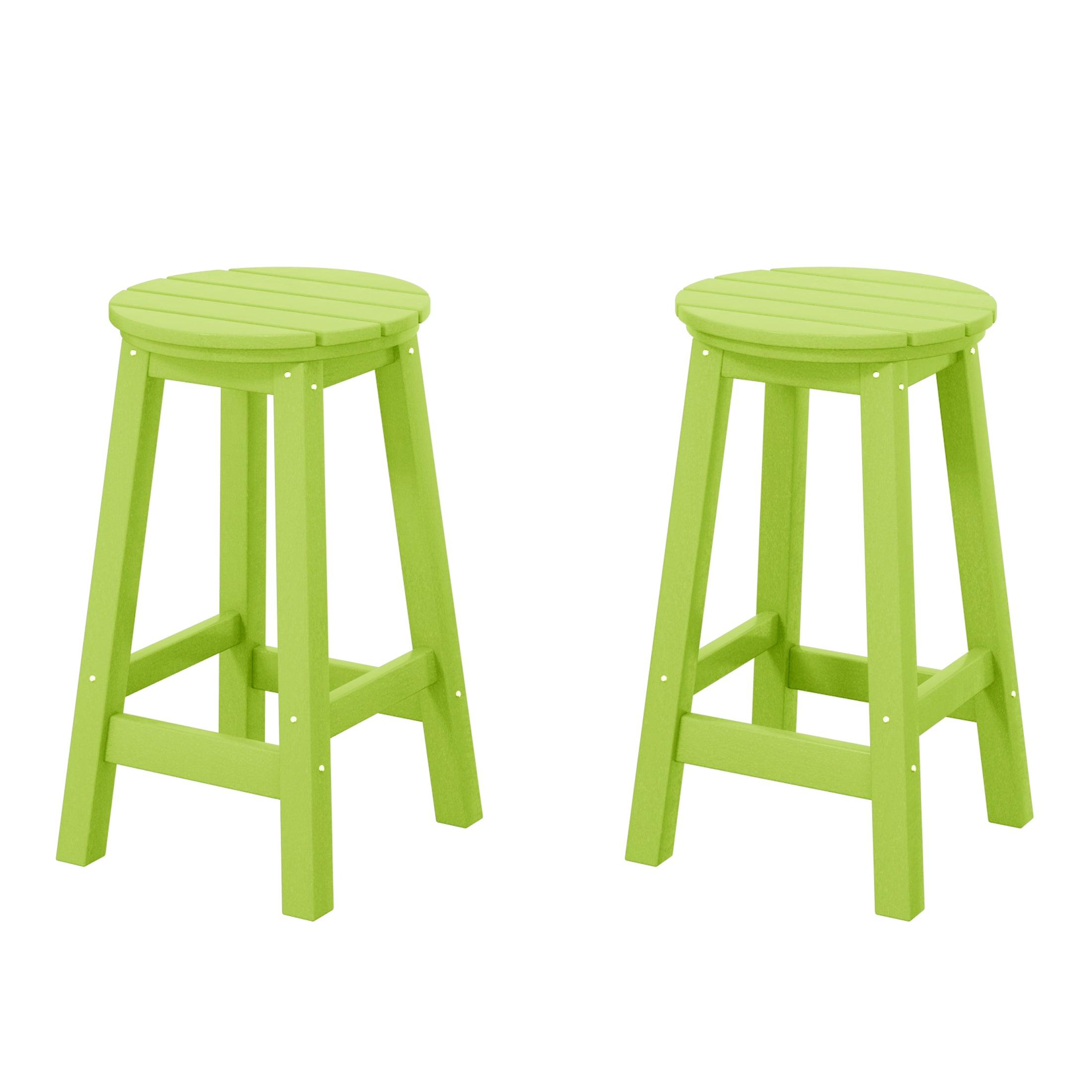 Paradise 24" HDPE Round Outdoor Patio Counter Height Bar Stool (Set of 2) - Costaelm