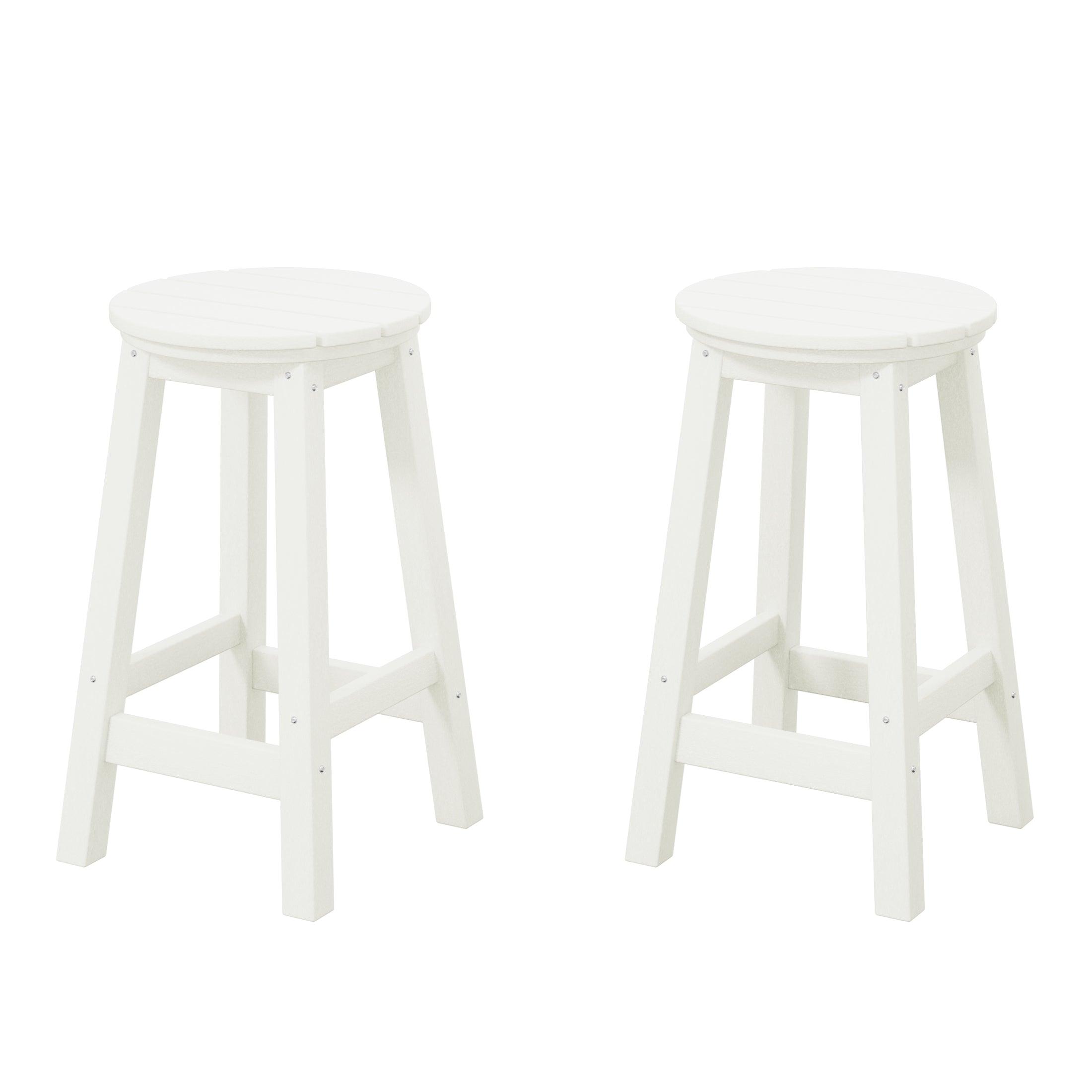 Paradise 24" HDPE Round Outdoor Patio Counter Height Bar Stool (Set of 2) - Costaelm