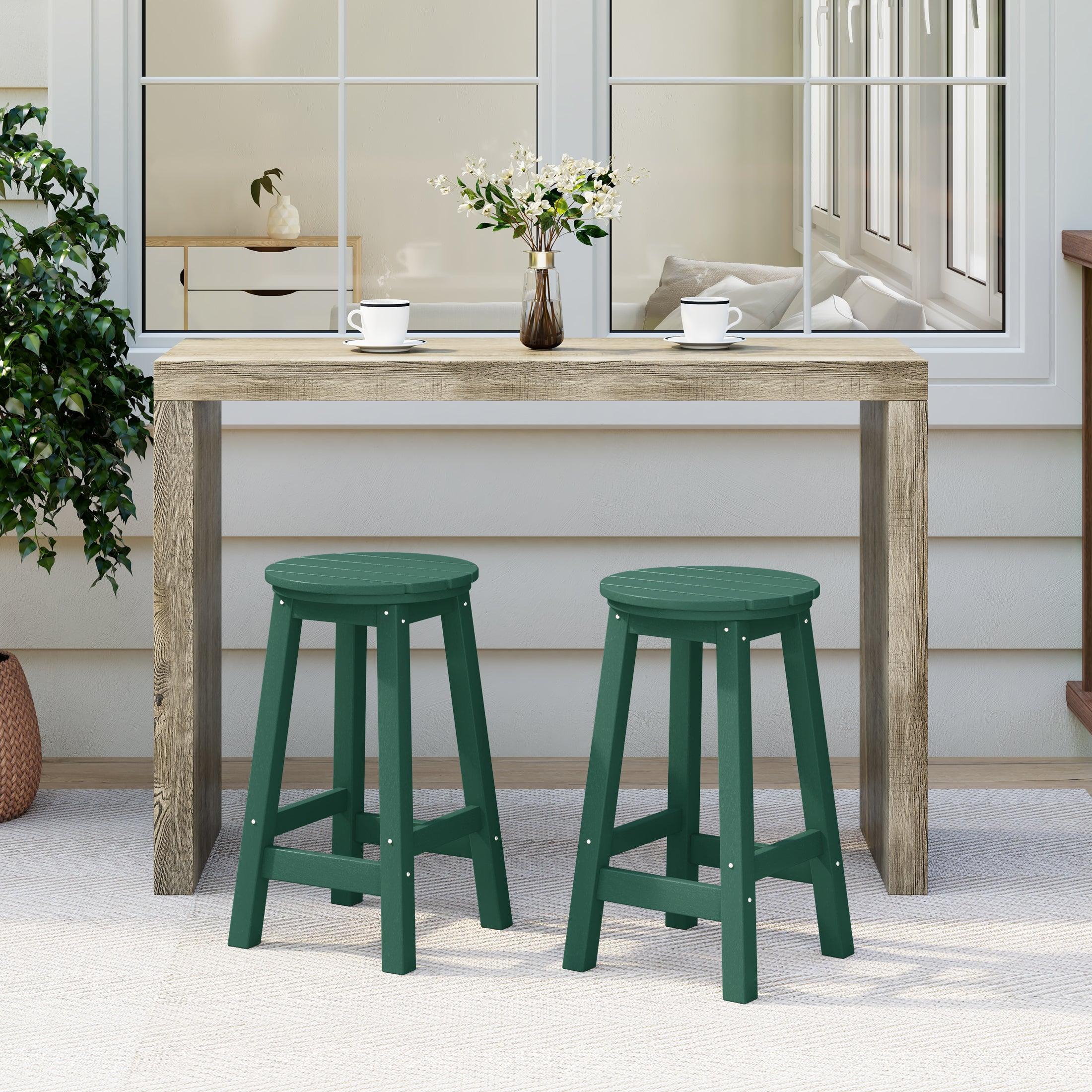 Paradise 24" HDPE Round Outdoor Patio Counter Height Bar Stool (Set of 2) - Costaelm