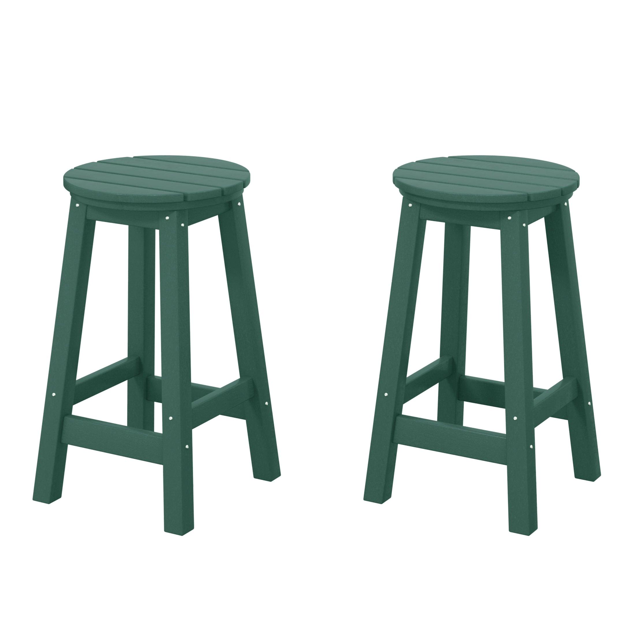 Paradise 24" HDPE Round Outdoor Patio Counter Height Bar Stool (Set of 2) - Costaelm