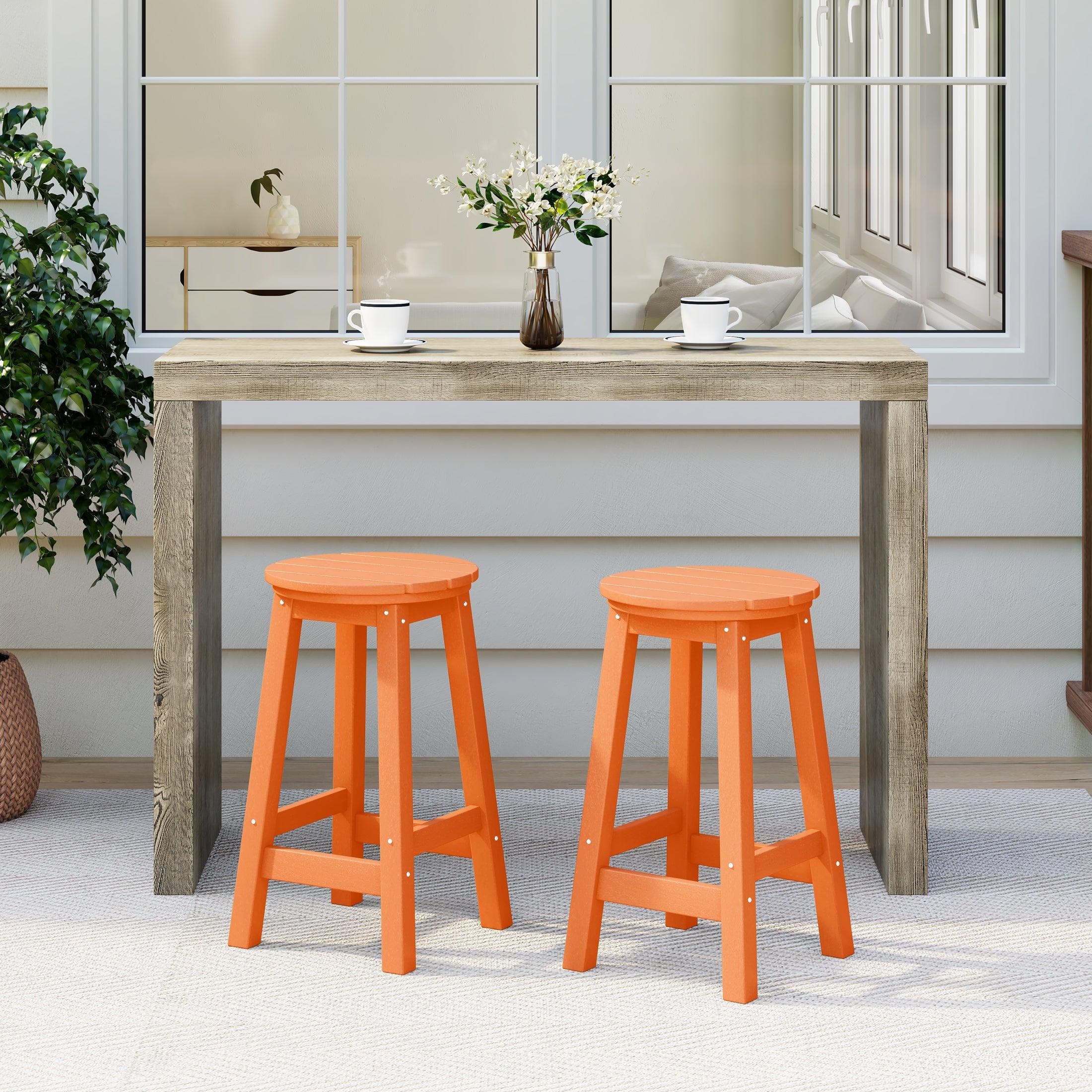 Paradise 24" HDPE Round Outdoor Patio Counter Height Bar Stool (Set of 2) - Costaelm