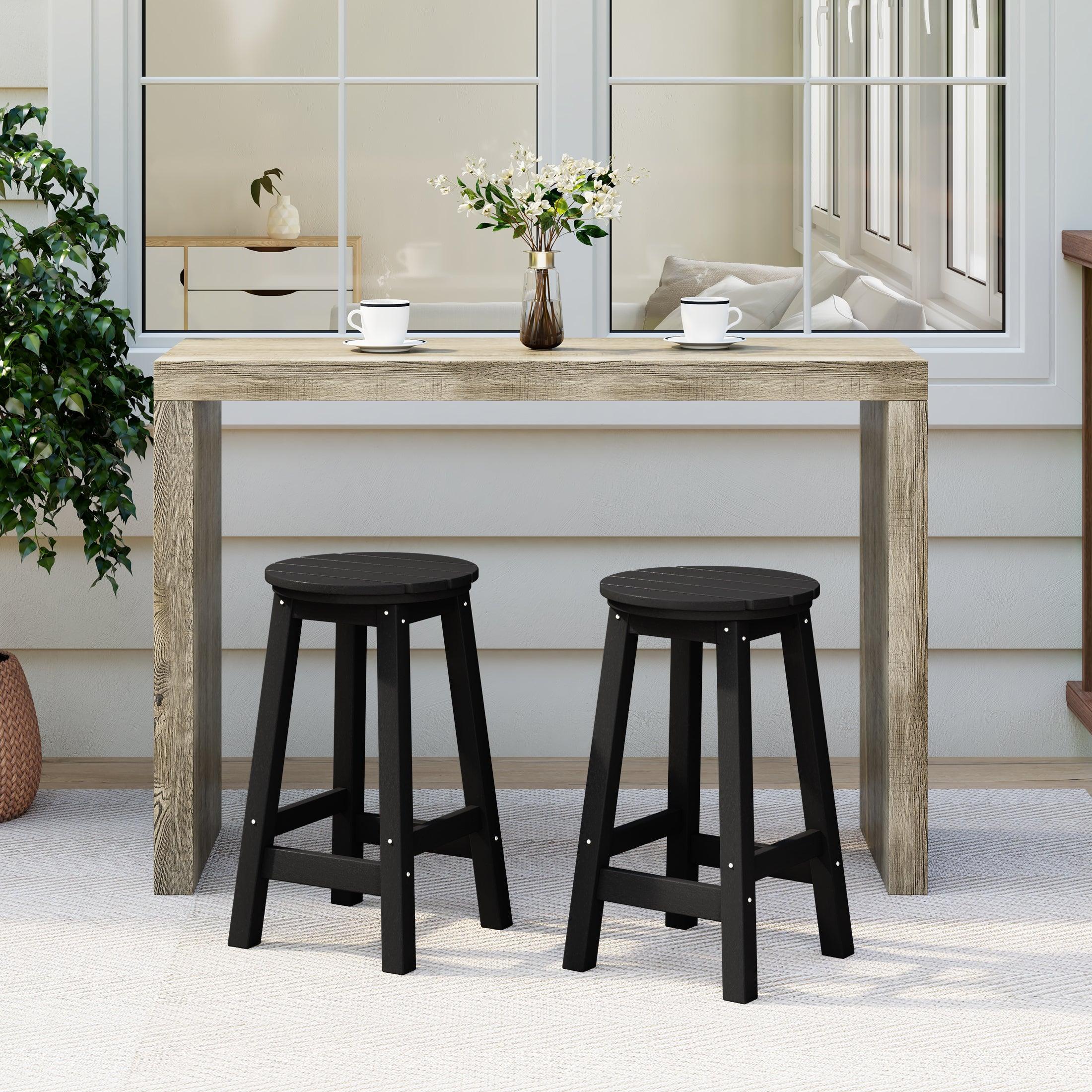 Paradise 24" HDPE Round Outdoor Patio Counter Height Bar Stool (Set of 2) - Costaelm