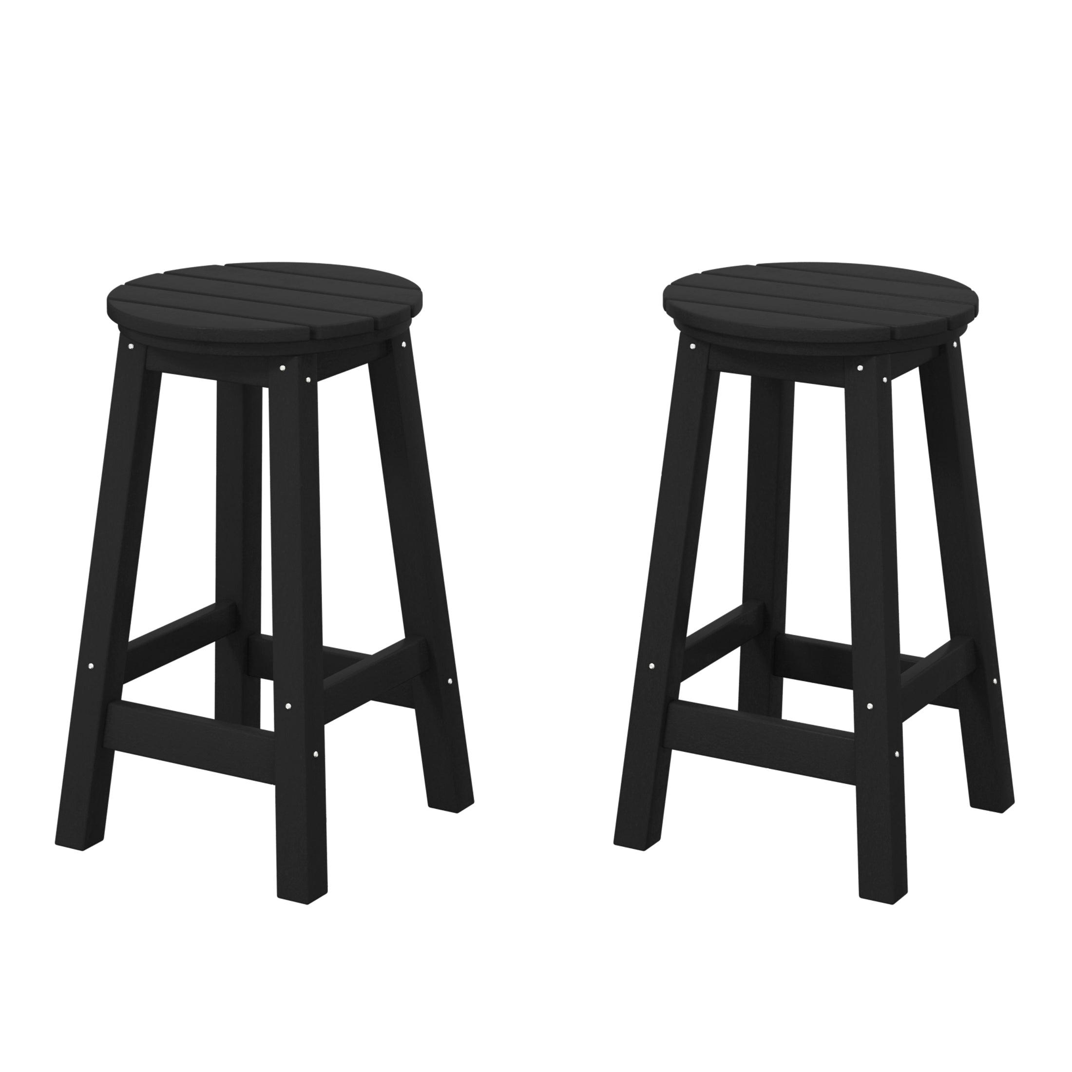 Paradise 24" HDPE Round Outdoor Patio Counter Height Bar Stool (Set of 2) - Costaelm