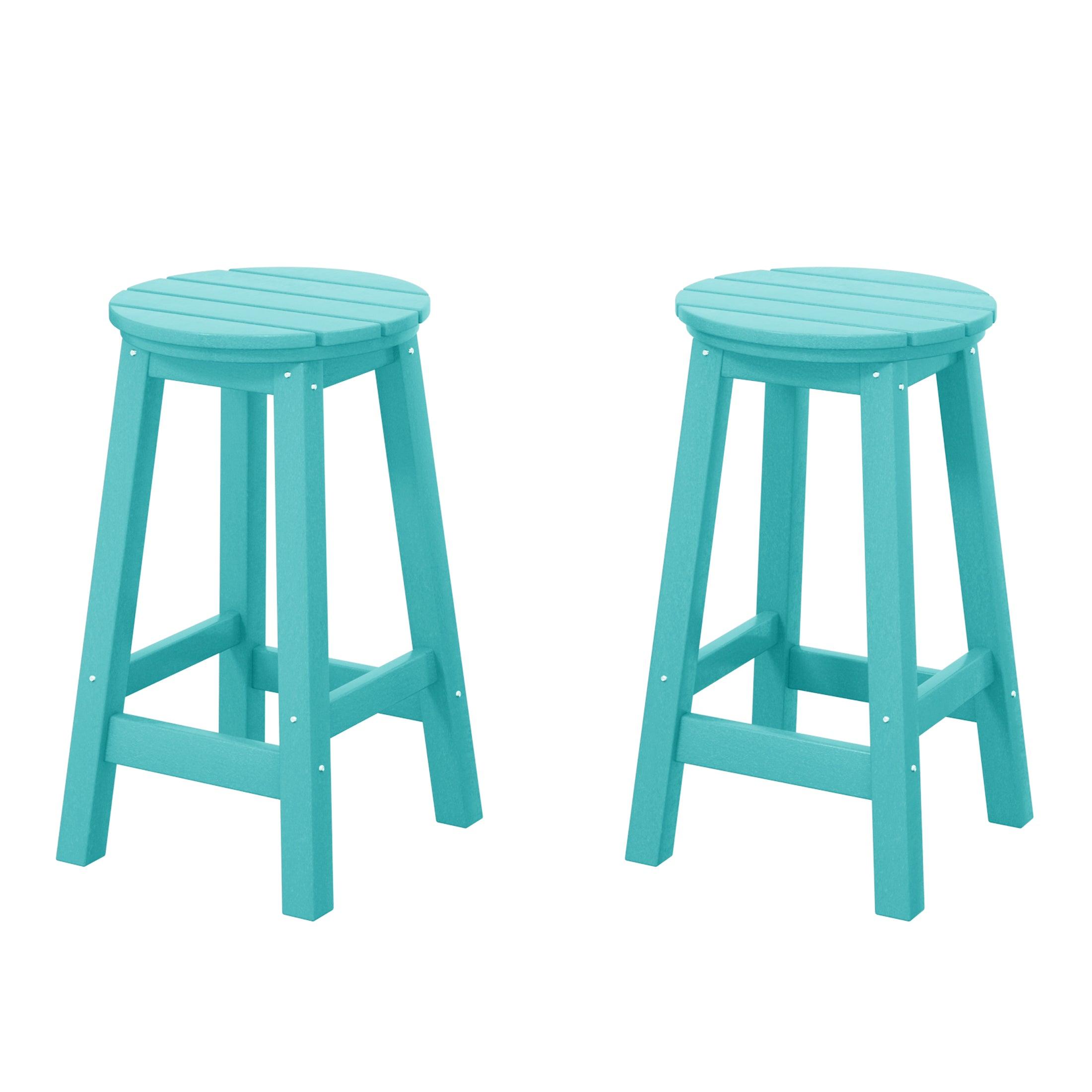 Paradise 24" HDPE Round Outdoor Patio Counter Height Bar Stool (Set of 2) - Costaelm